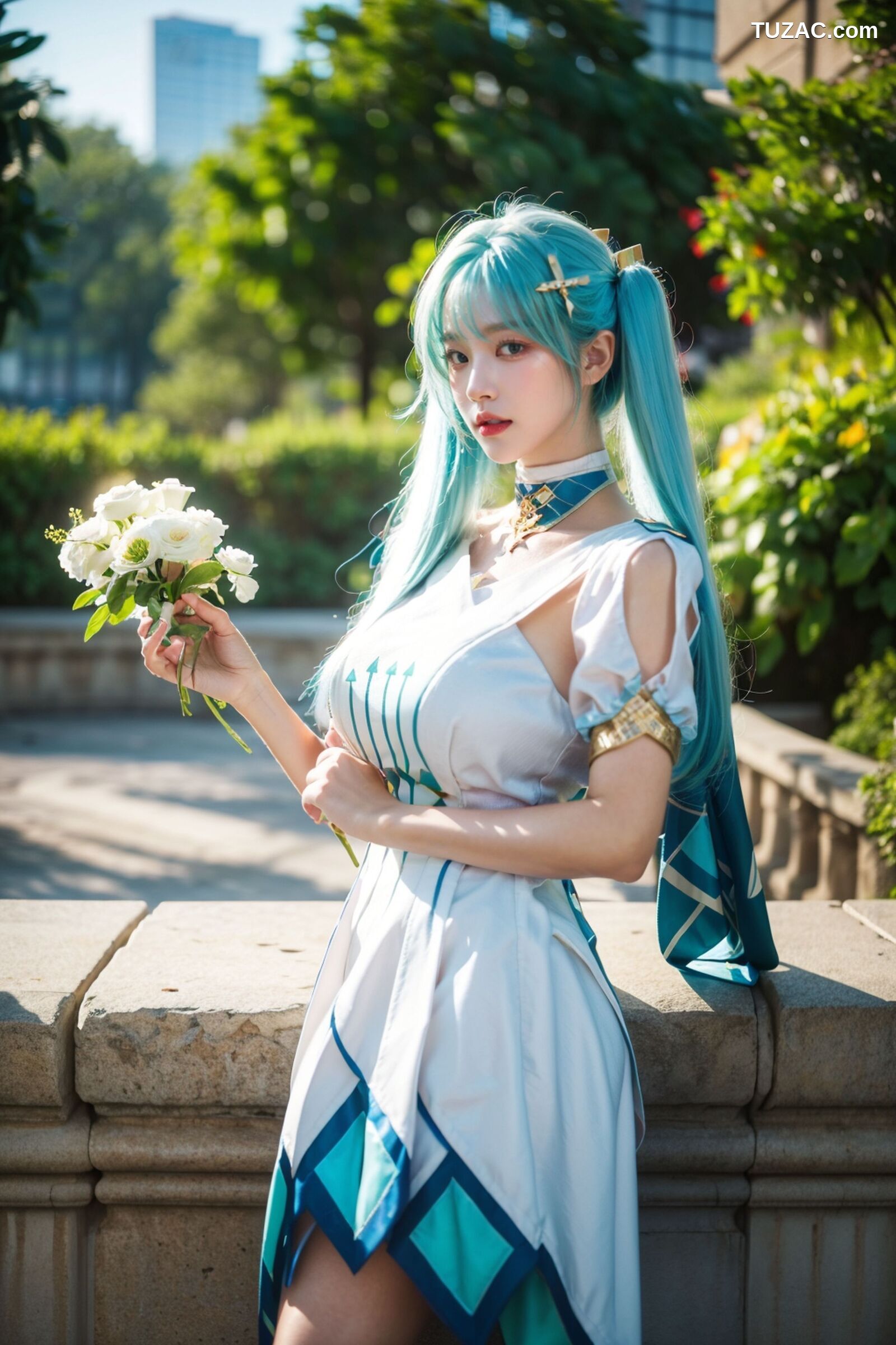 AI美女-超写实-绿发双马尾美女-18禁