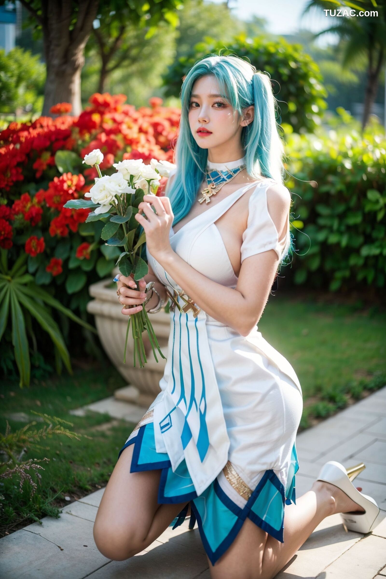 AI美女-超写实-绿发双马尾美女-18禁