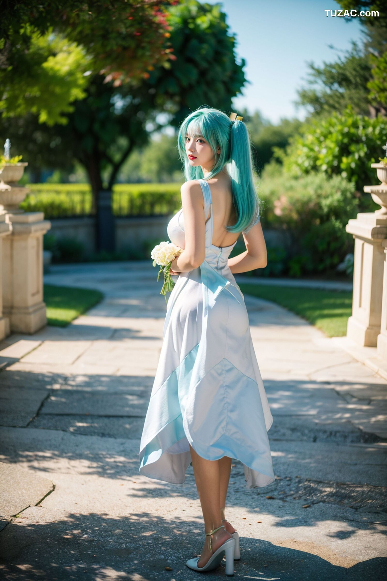 AI美女-超写实-绿发双马尾美女-18禁