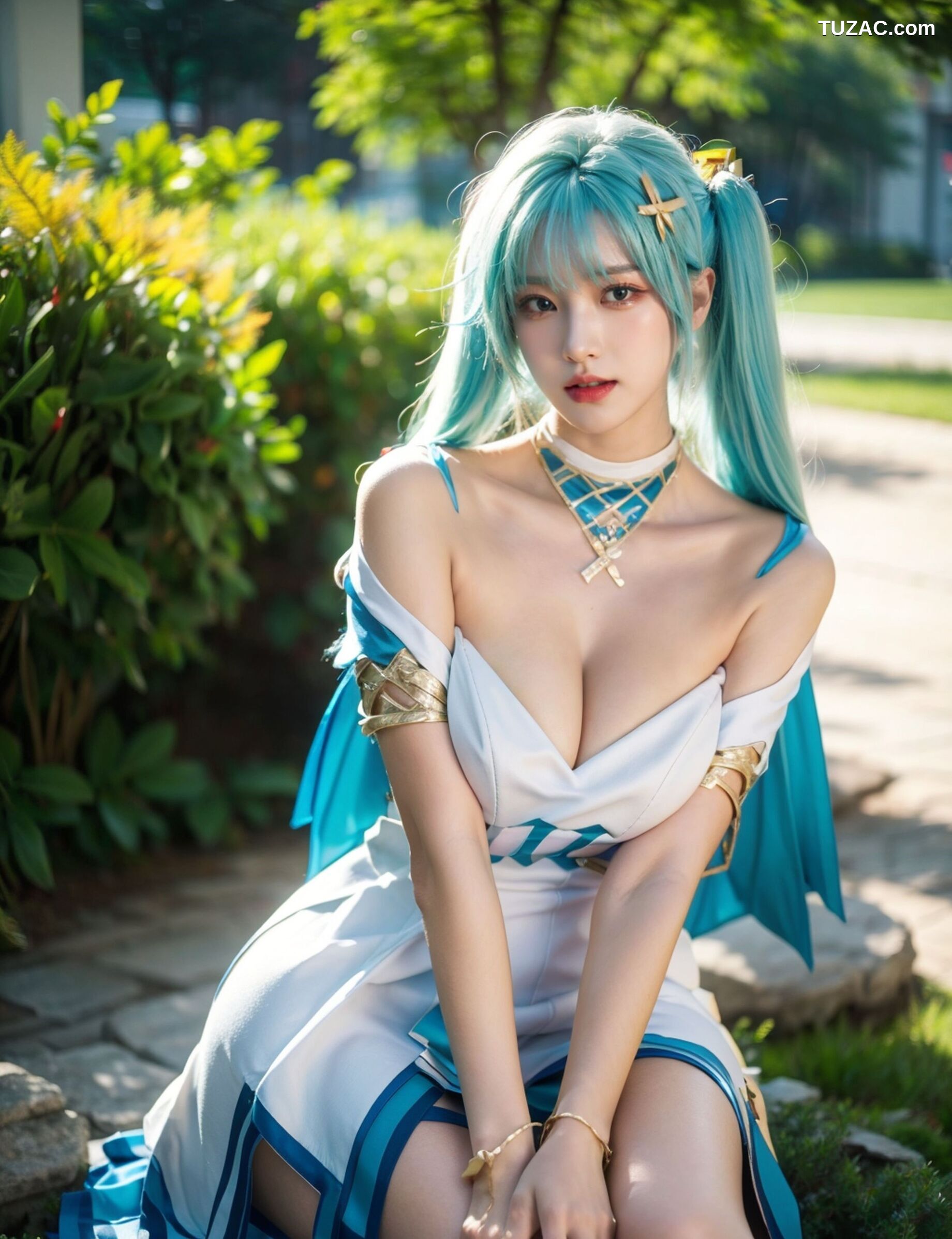 AI美女-超写实-绿发双马尾美女-18禁