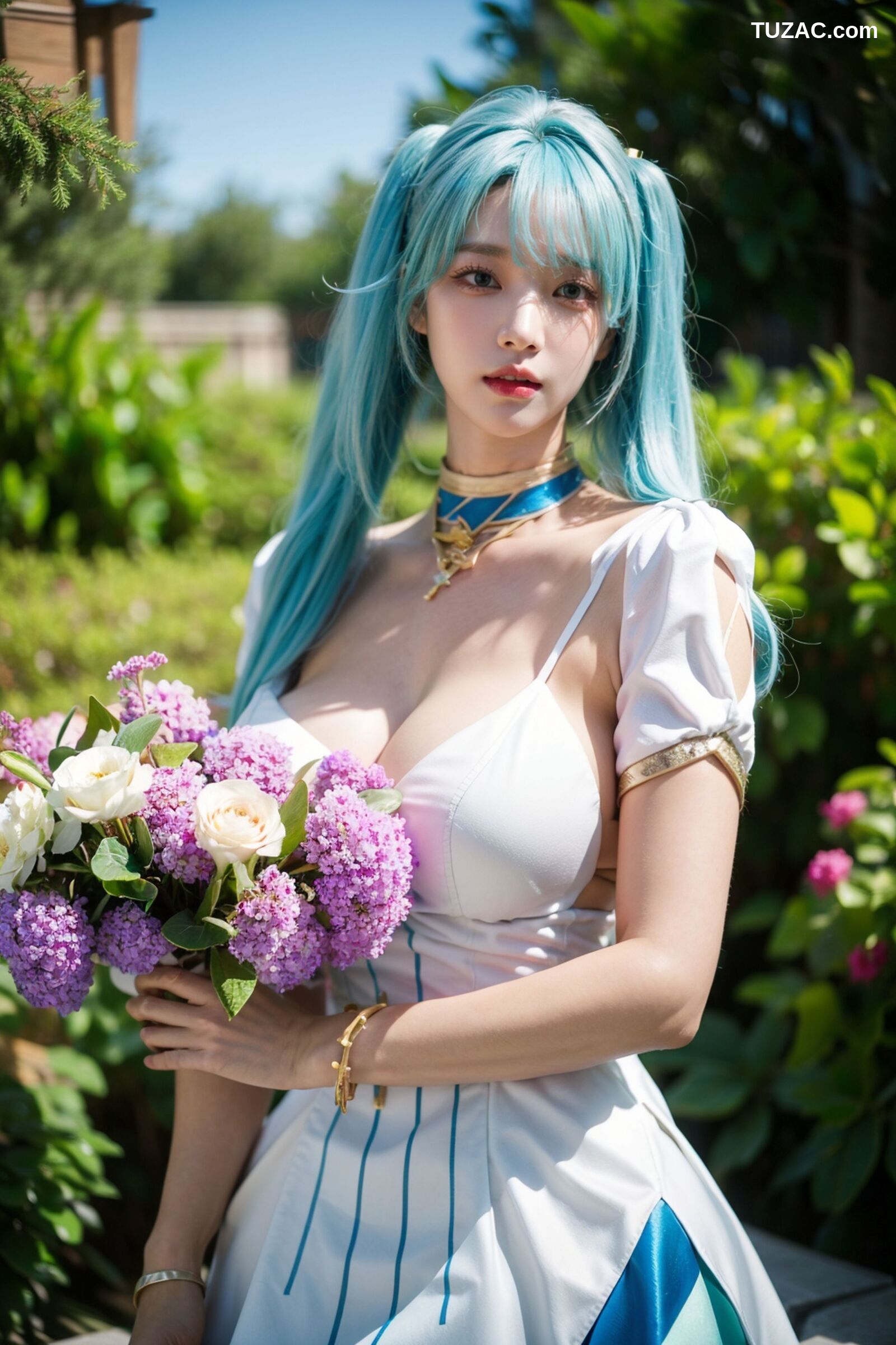 AI美女-超写实-绿发双马尾美女-18禁