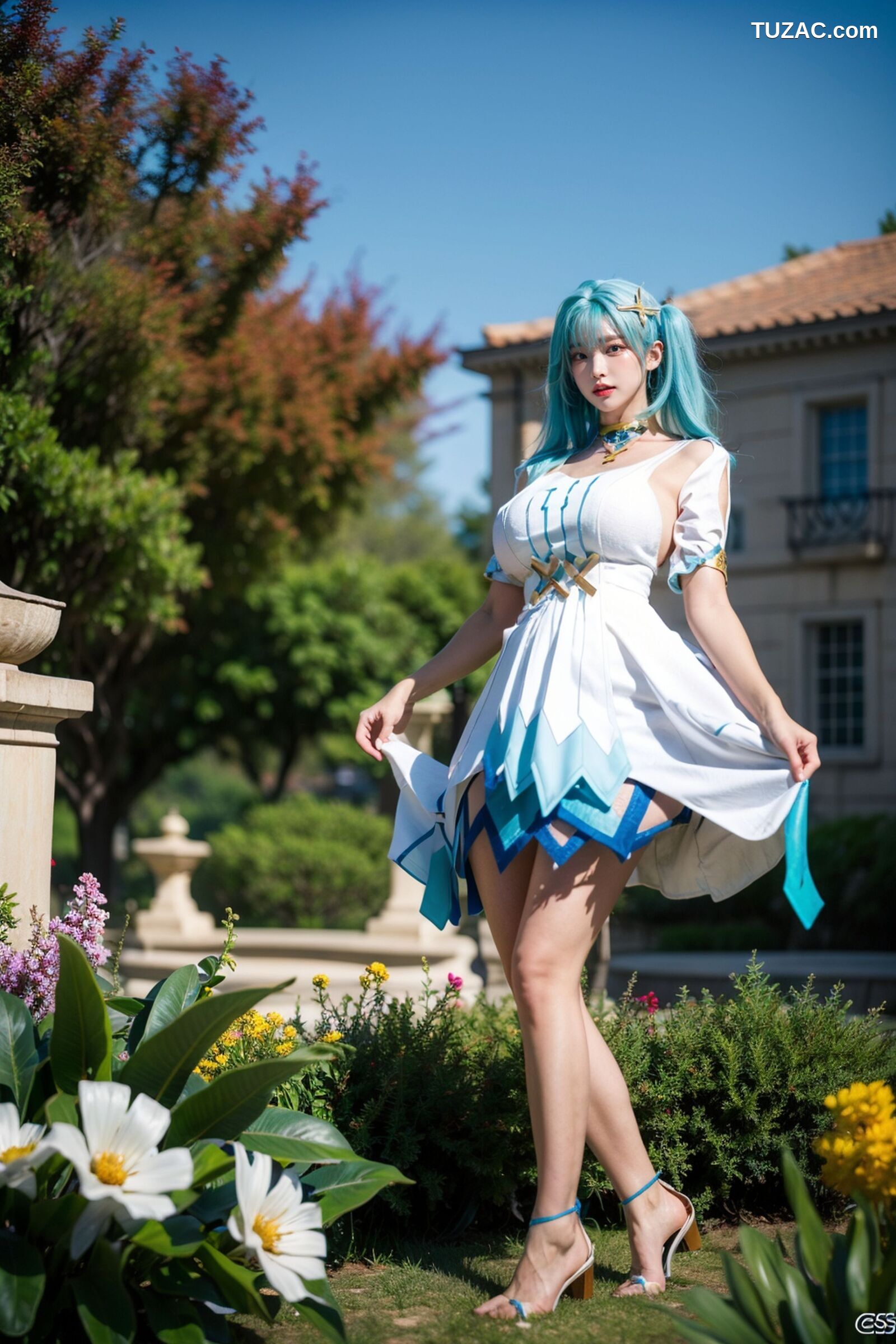 AI美女-超写实-绿发双马尾美女-18禁