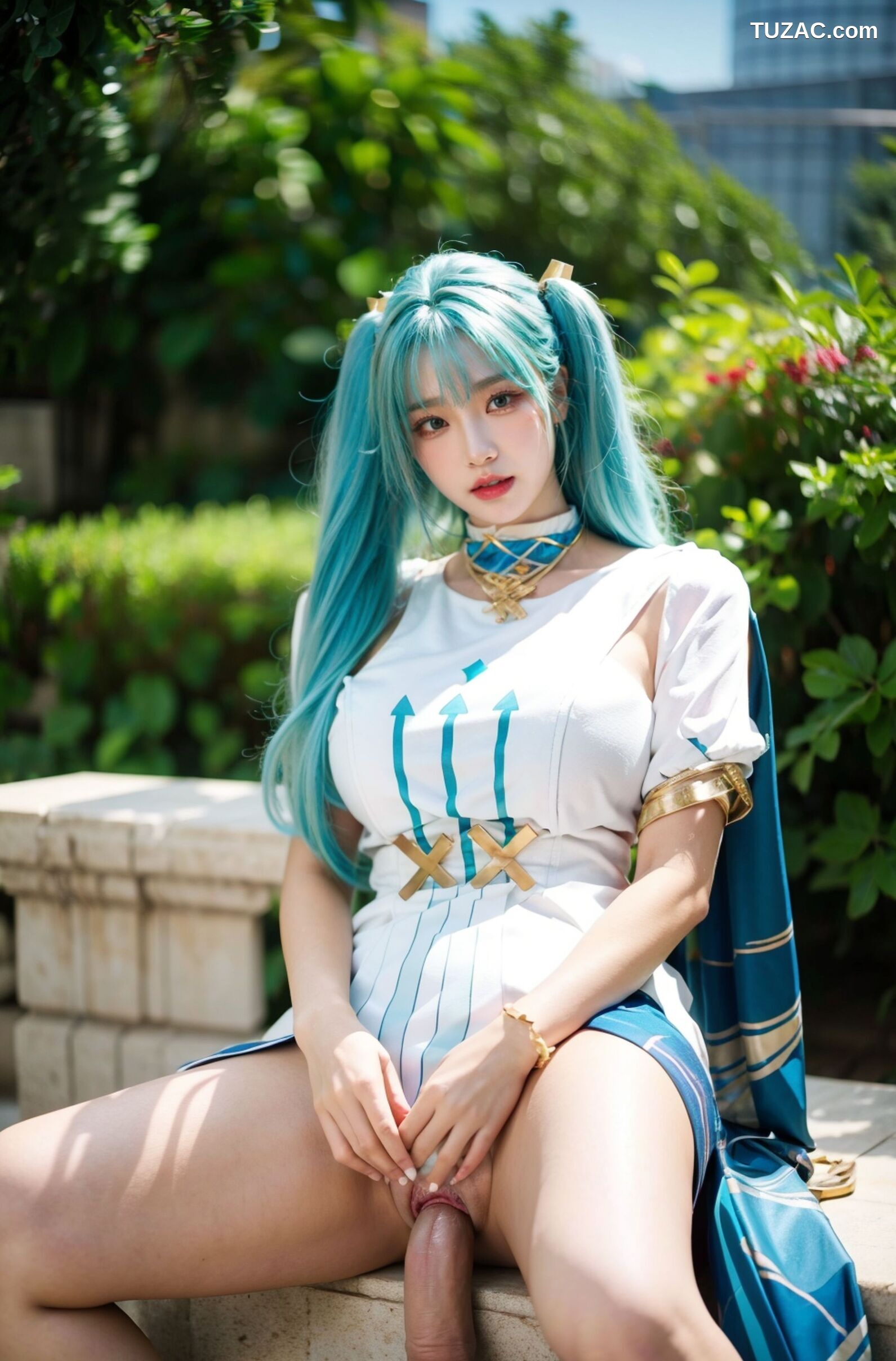 AI美女-超写实-绿发双马尾美女-18禁