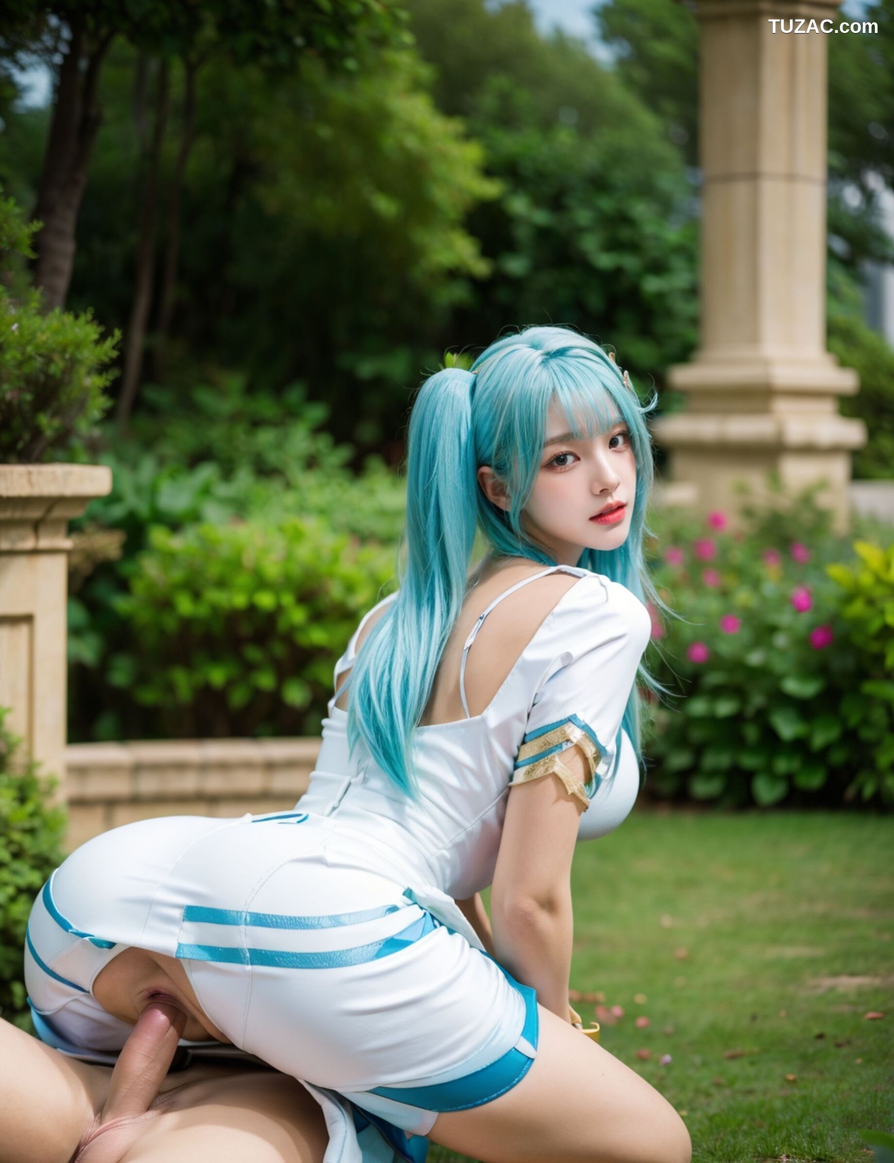 AI美女-超写实-绿发双马尾美女-18禁