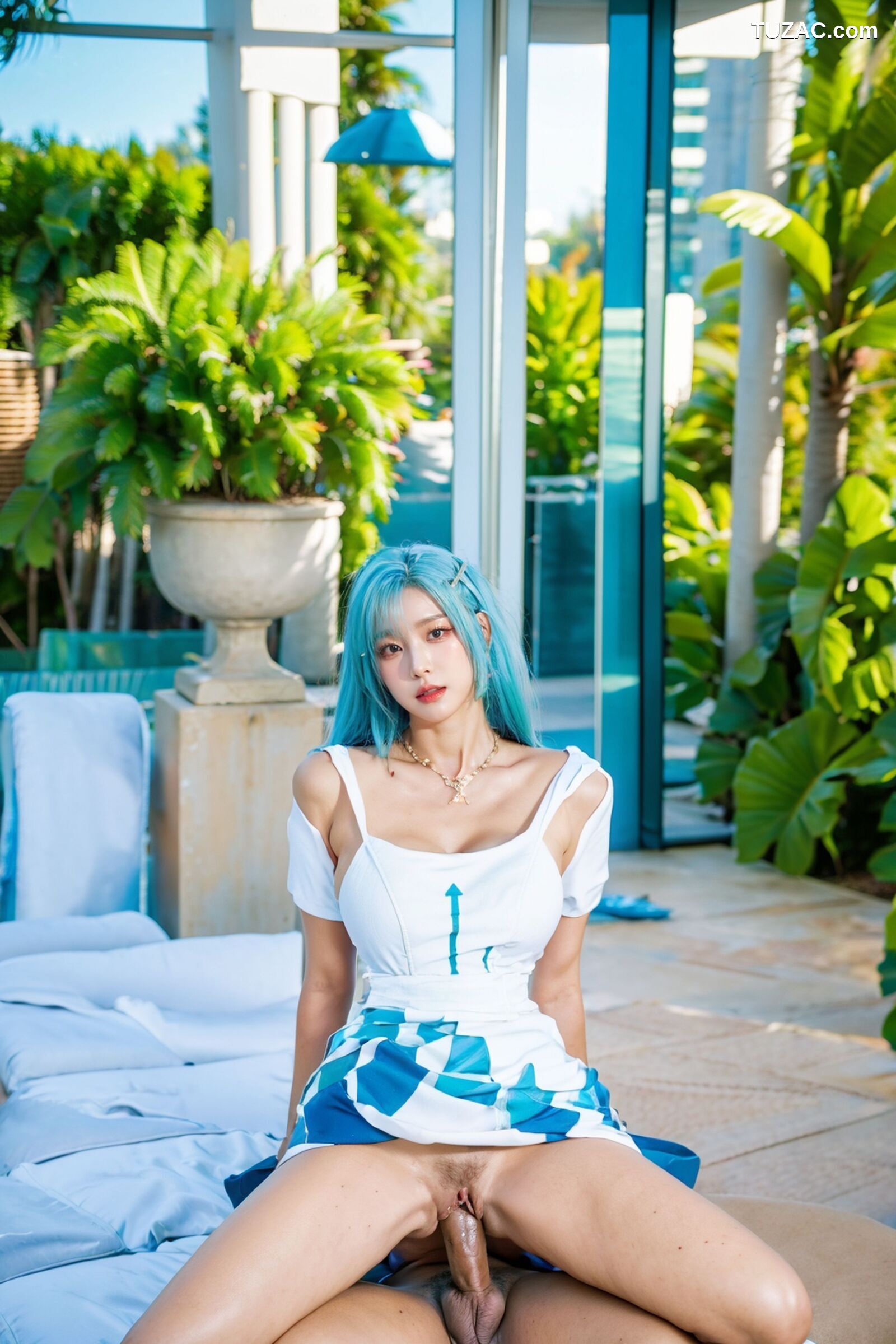 AI美女-超写实-绿发双马尾美女-18禁