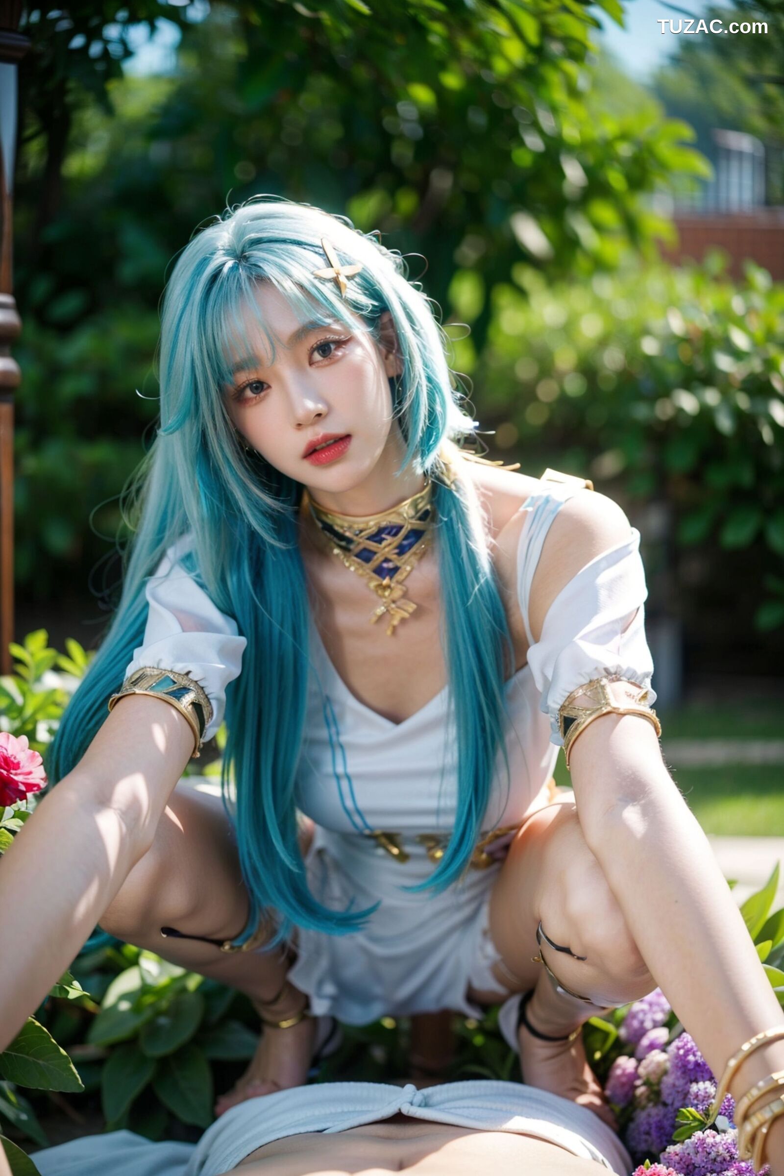 AI美女-超写实-绿发双马尾美女-18禁