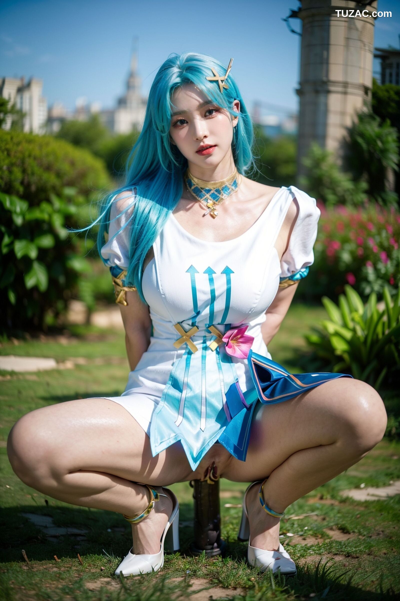 AI美女-超写实-绿发双马尾美女-18禁