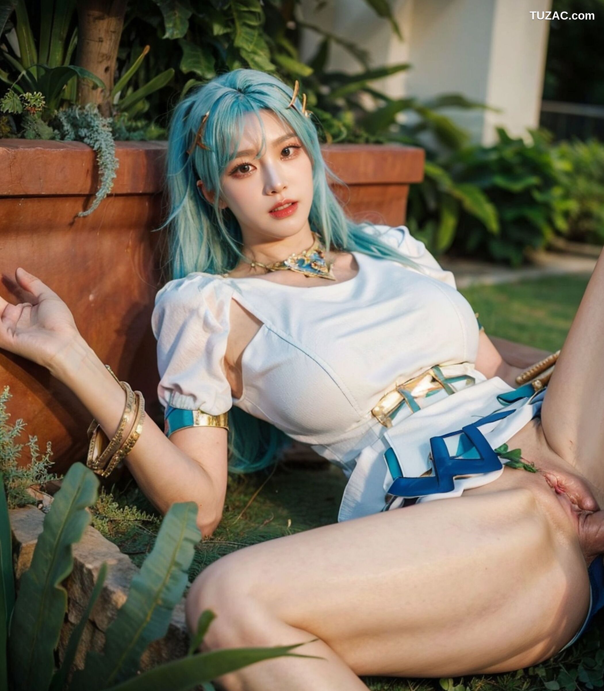 AI美女-超写实-绿发双马尾美女-18禁