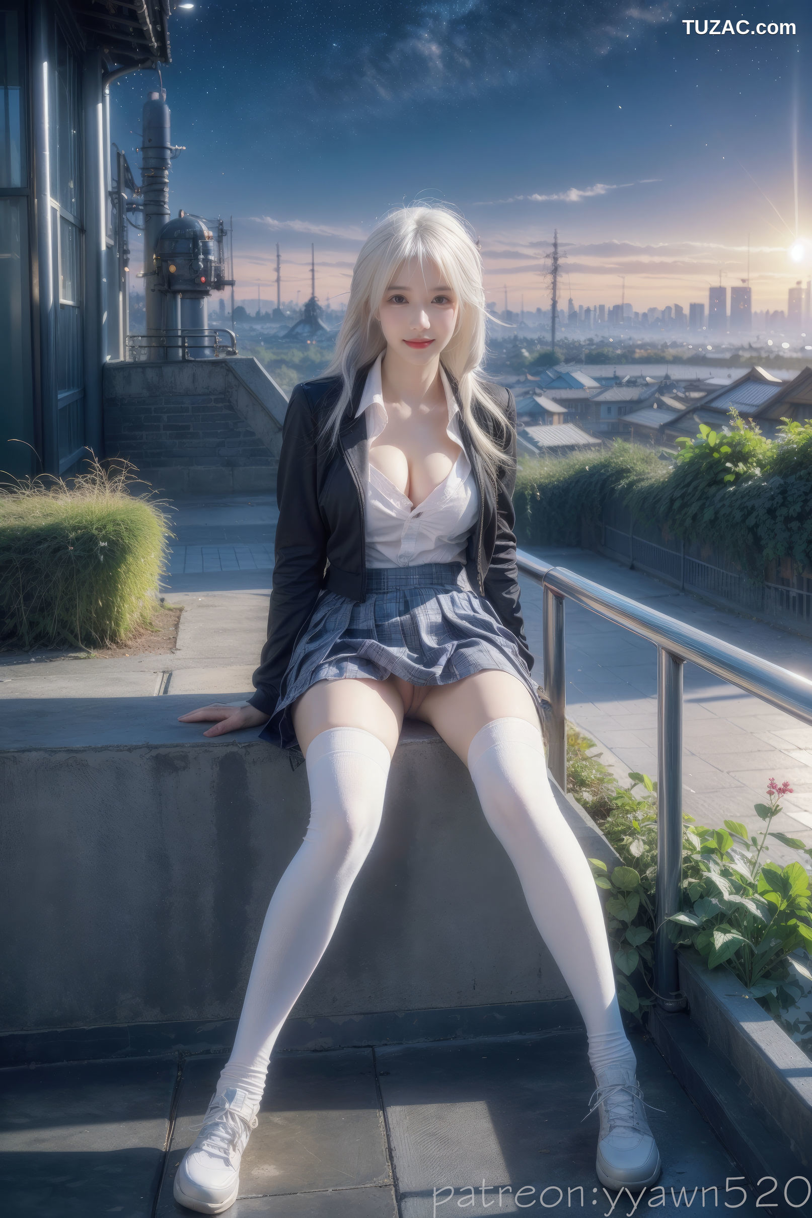 AI美女-银发美少女