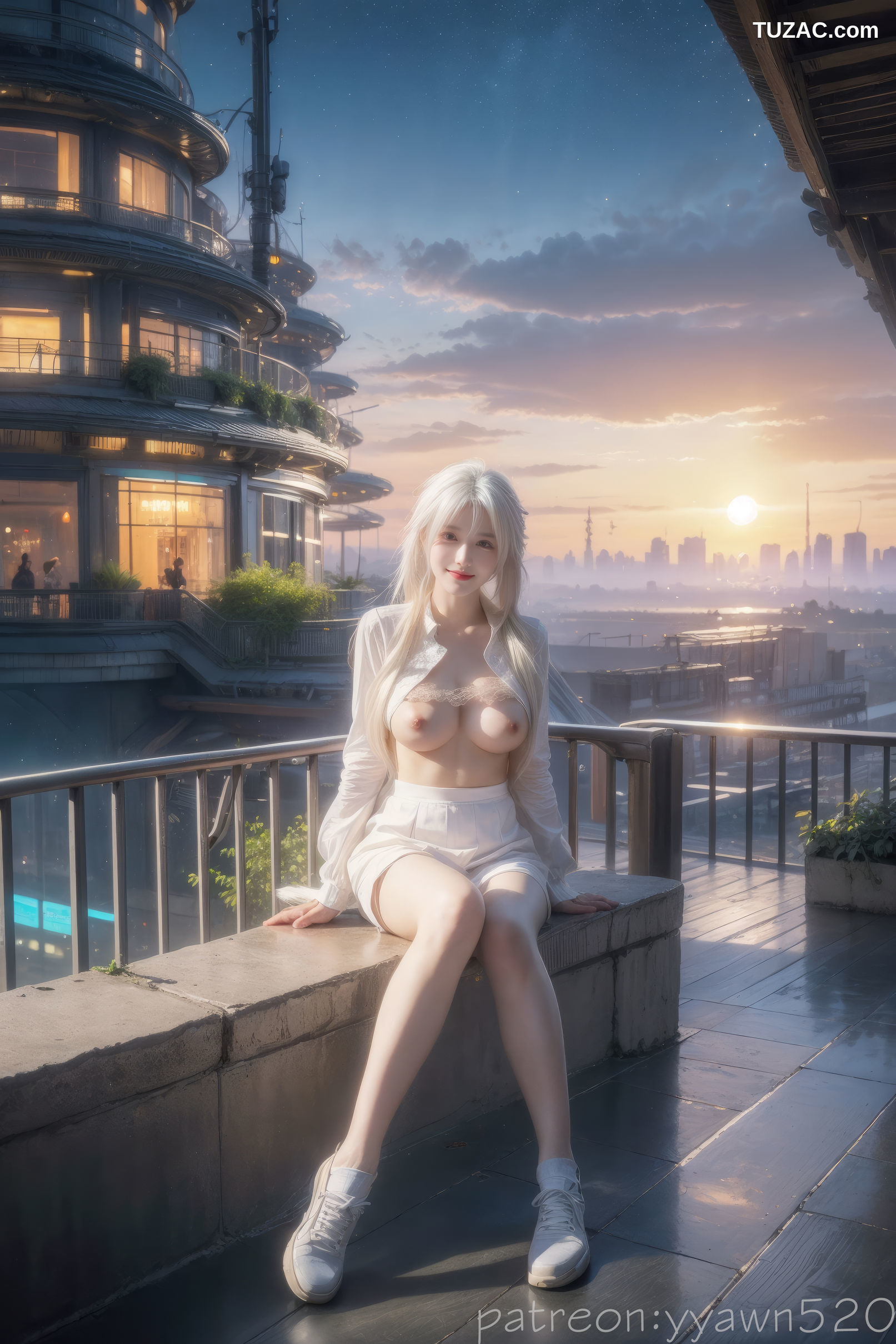 AI美女-银发美少女