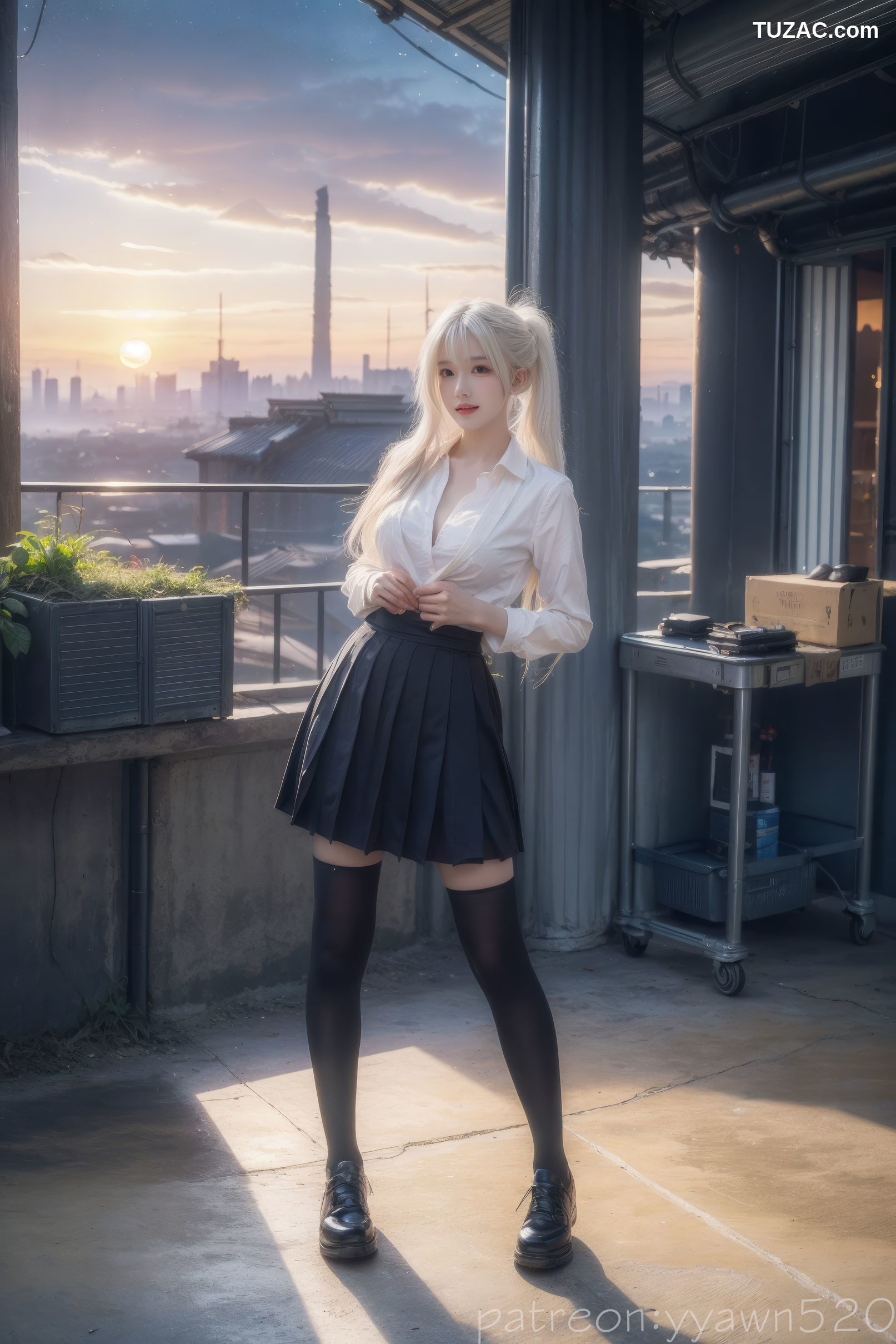 AI美女-银发美少女