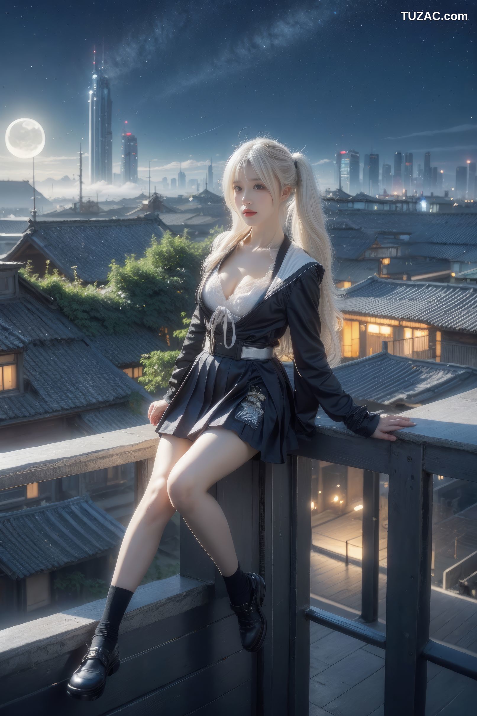 AI美女-银发美少女