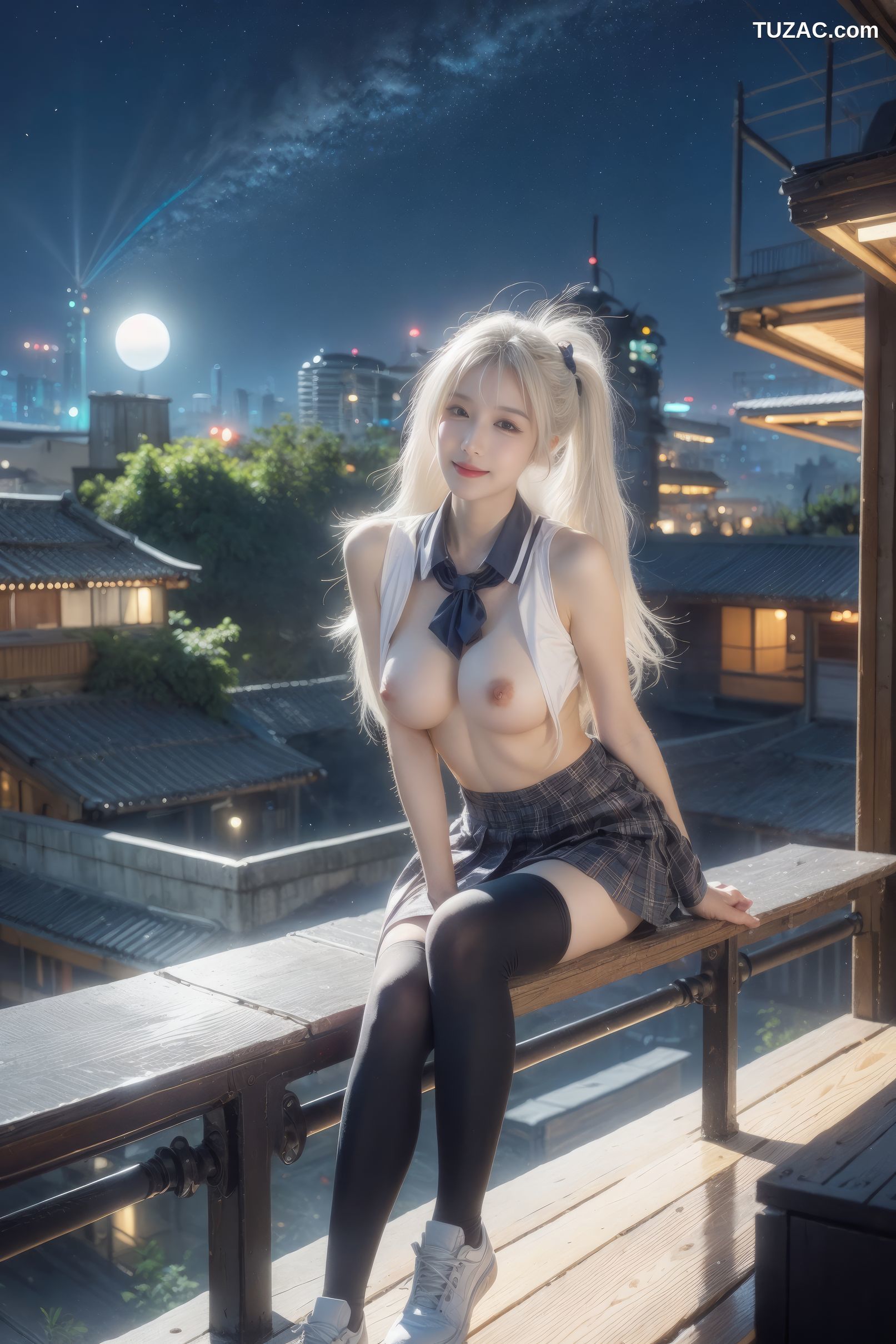 AI美女-银发美少女