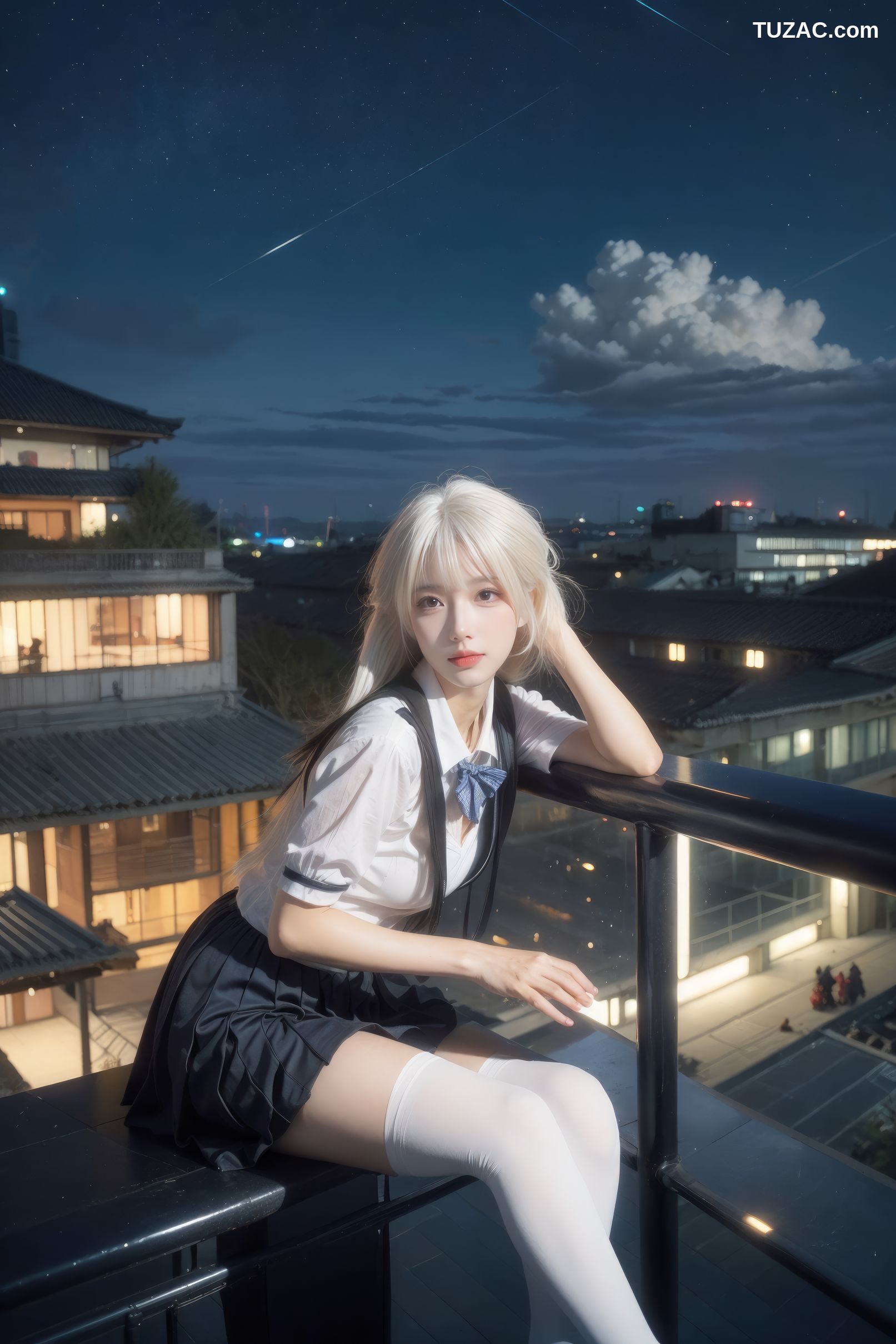 AI美女-银发美少女