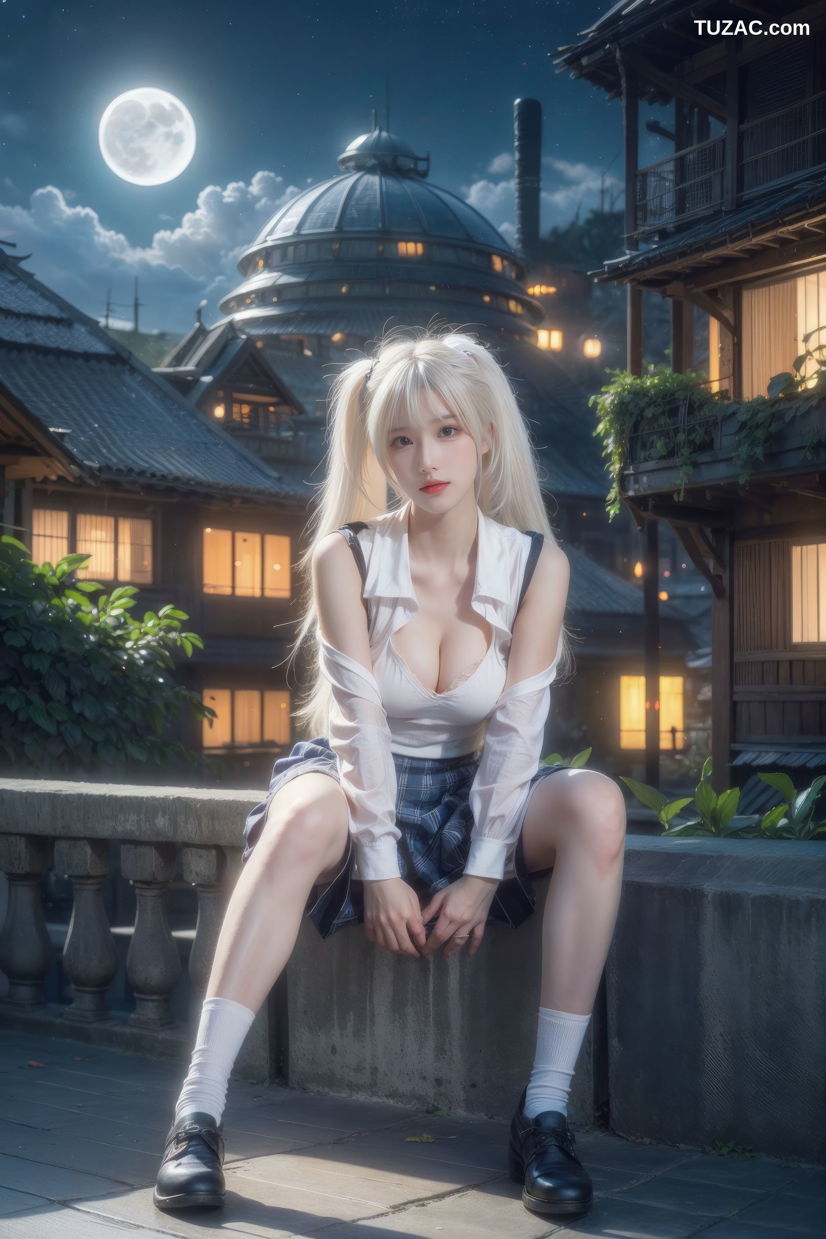 AI美女-银发美少女