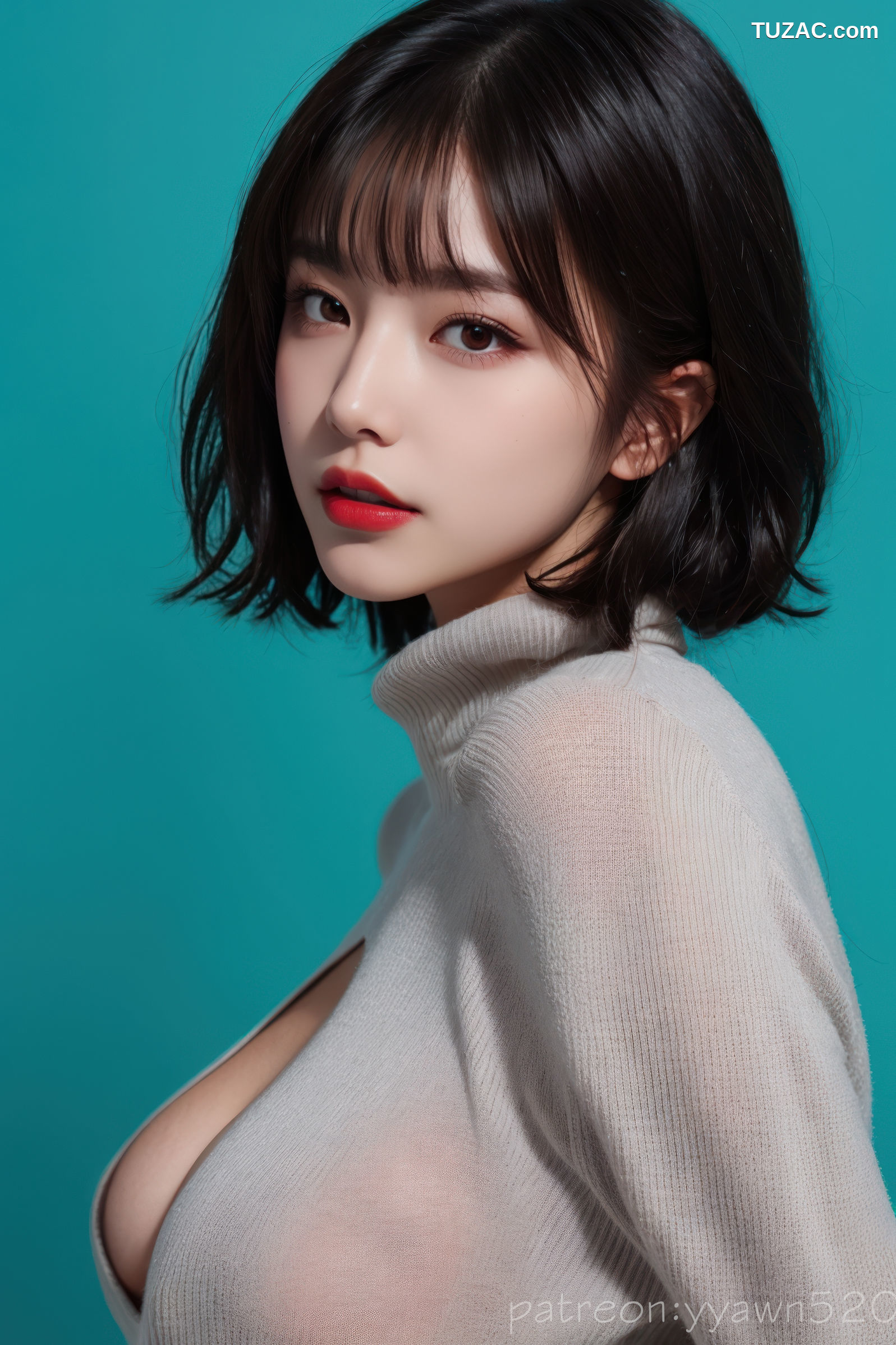 AI美女-韩风短发女郎自拍