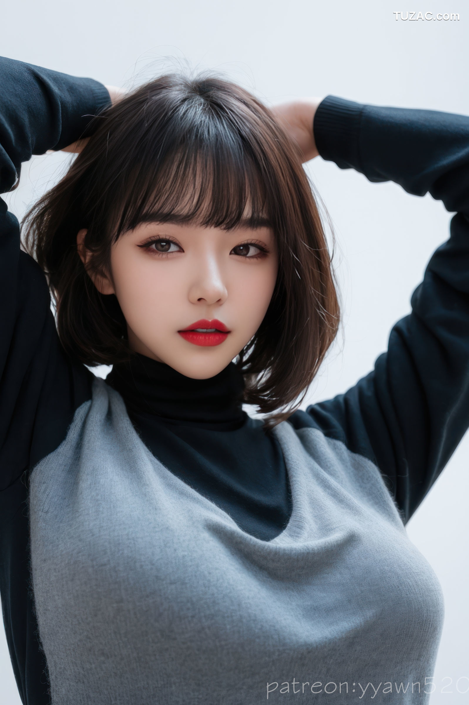 AI美女-韩风短发女郎自拍