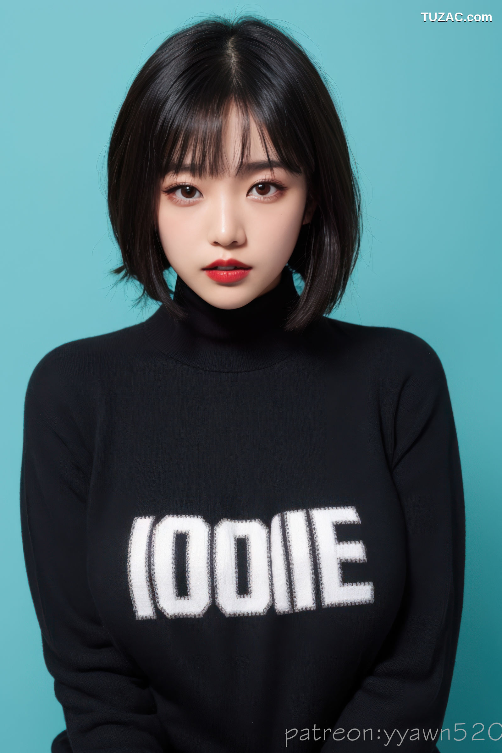 AI美女-韩风短发女郎自拍