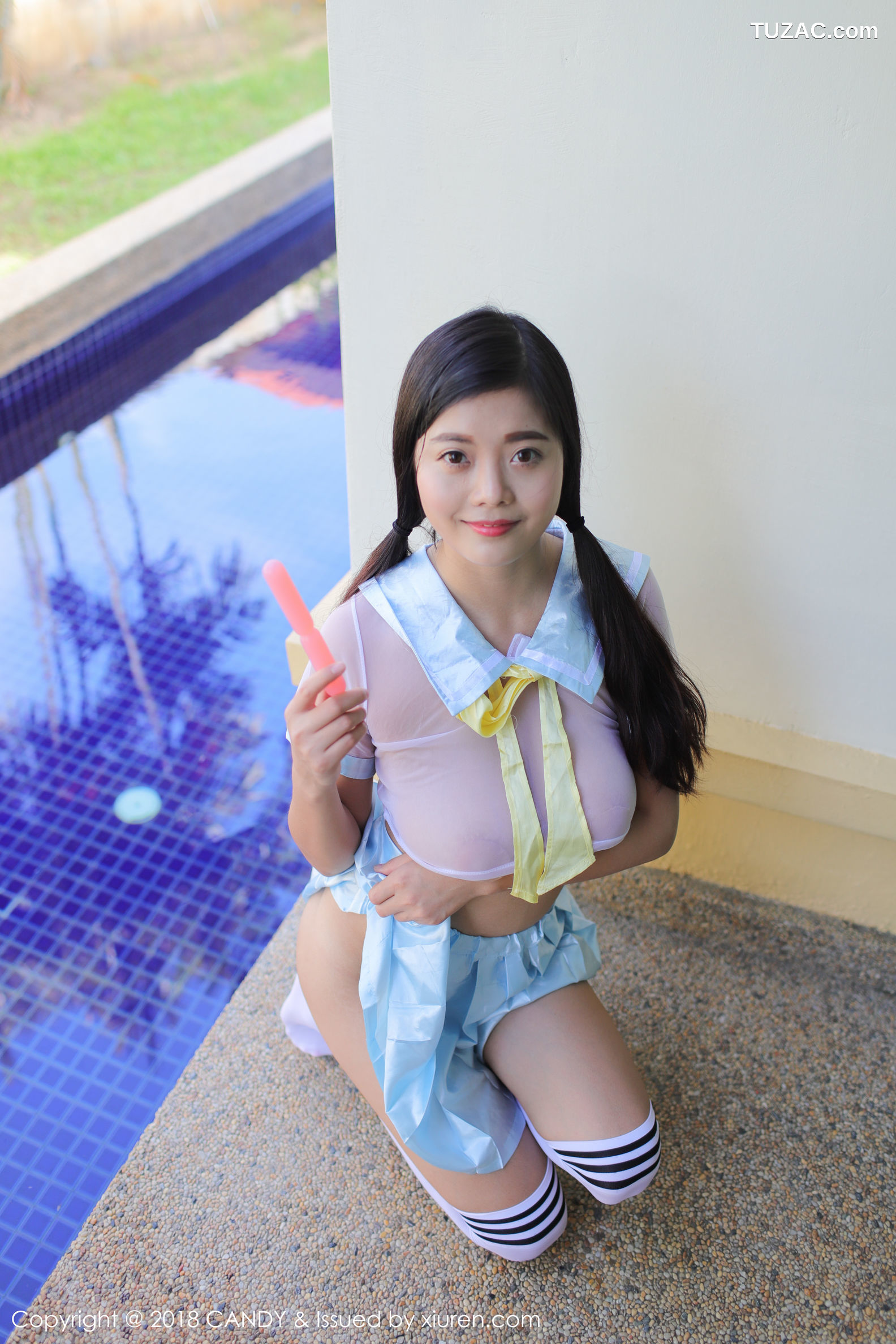 Candy网红馆-057-Mieko林美惠子-《性感肚兜-透视学生装》-2018.03.27