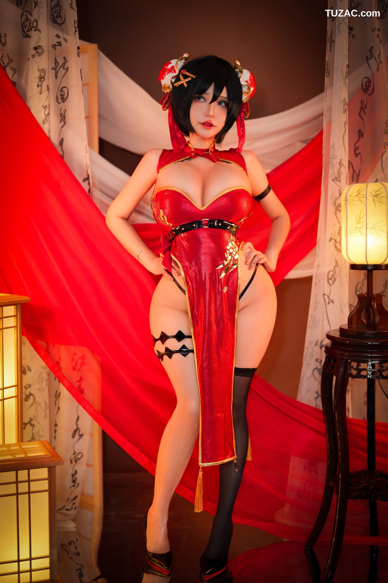 Potato-Godzilla-Cheongsam-红色旗袍