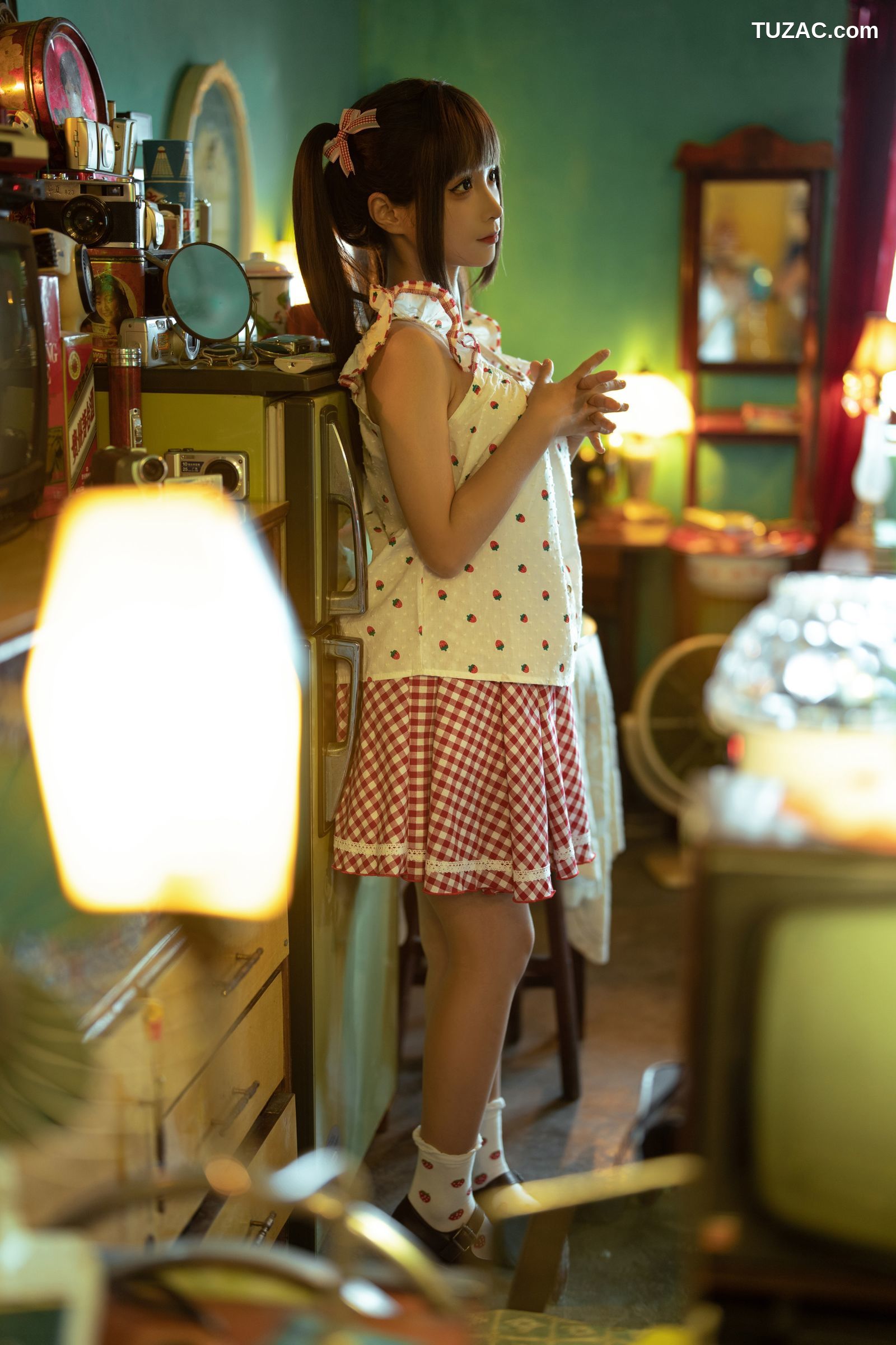 蠢沫沫-红格子-Strawberry-Shirt