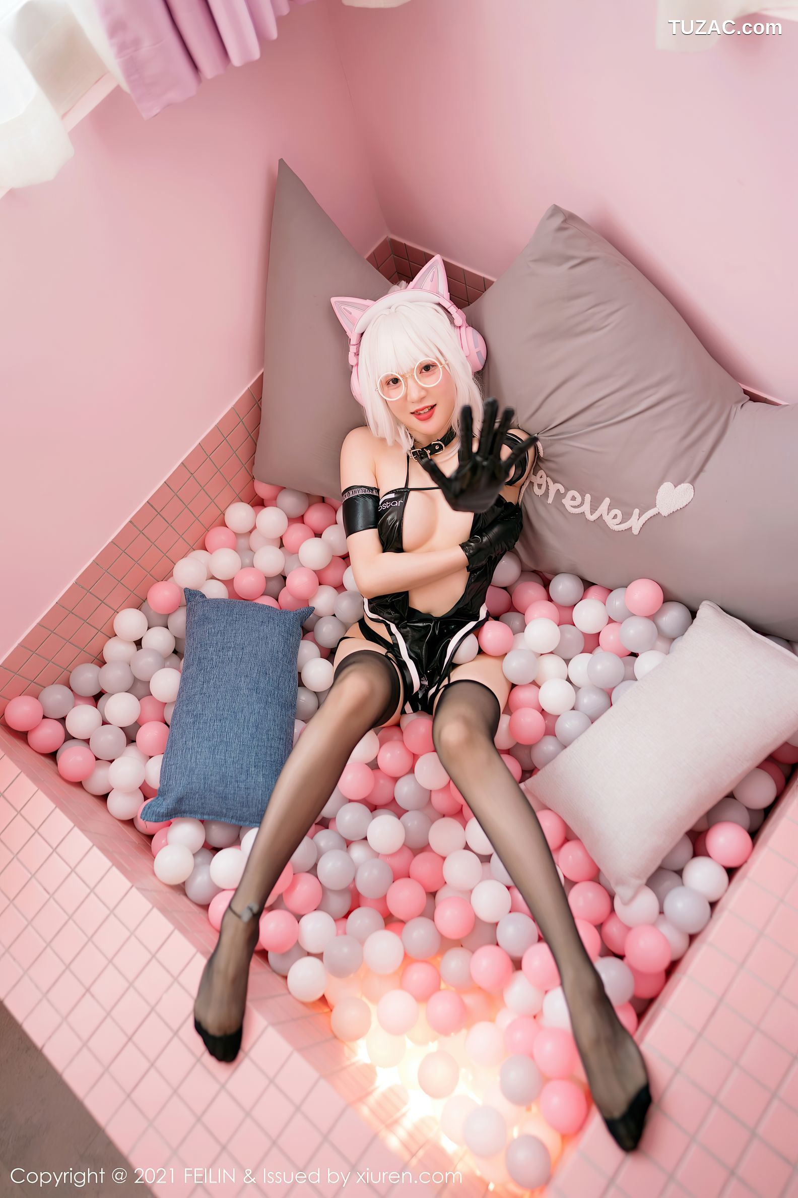 FeiLin嗲囡囡-384-龙女宝宝-波波池黑色情趣内衣-2021.04.21