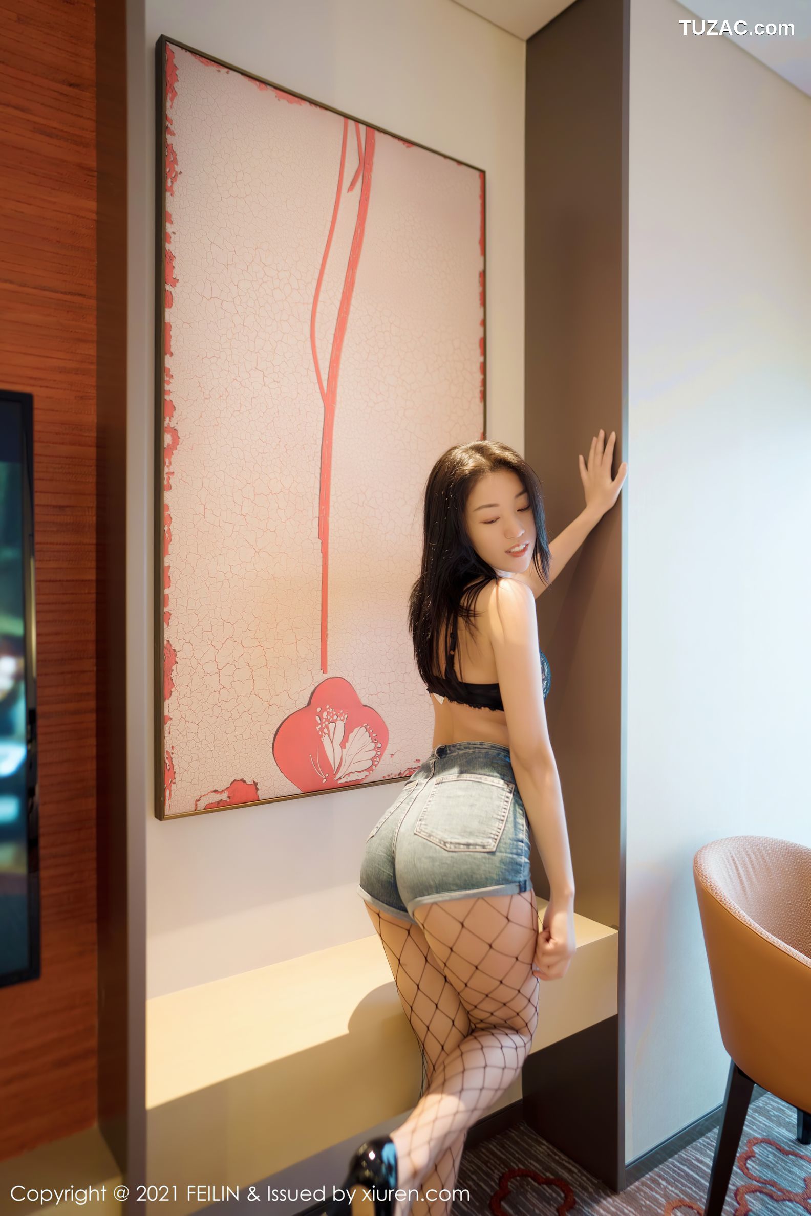 FeiLin嗲囡囡-387-尤尤子-性感内衣黑丝网袜-2021.05.10