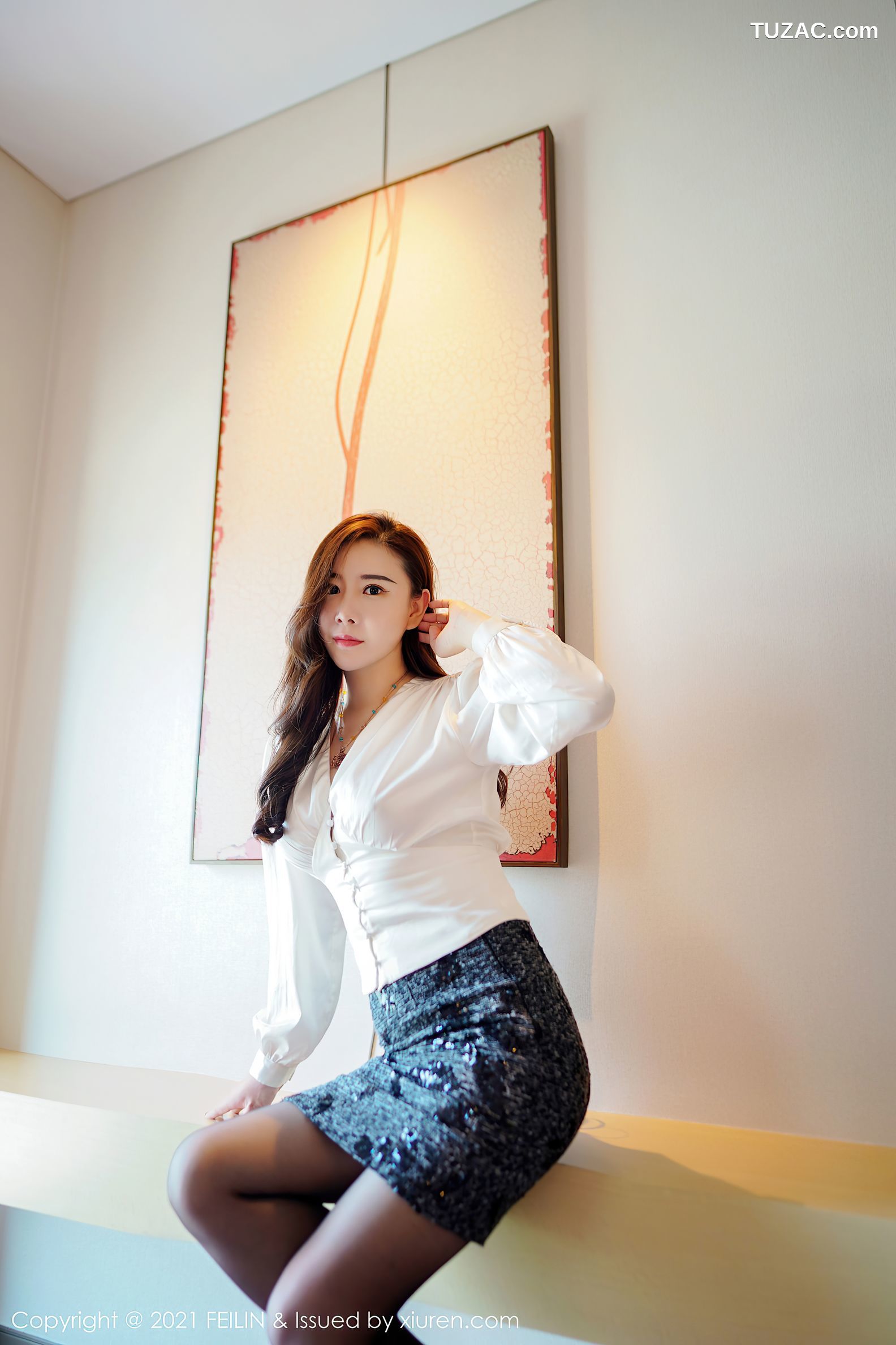 FeiLin嗲囡囡-400-王婉悠-都市OL服饰黑色情趣内衣-2021.07.05
