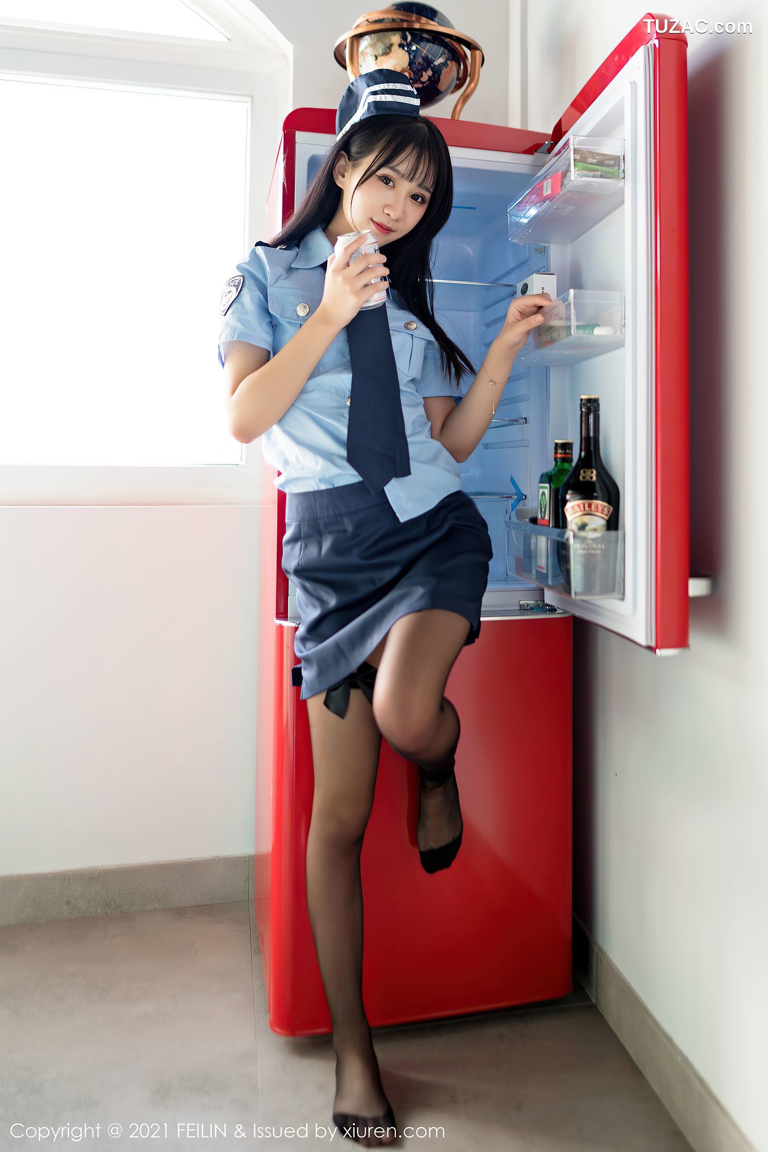 FeiLin嗲囡囡-417-小果冻儿-制服黑丝裤袜情趣兔耳装-2021.10.28