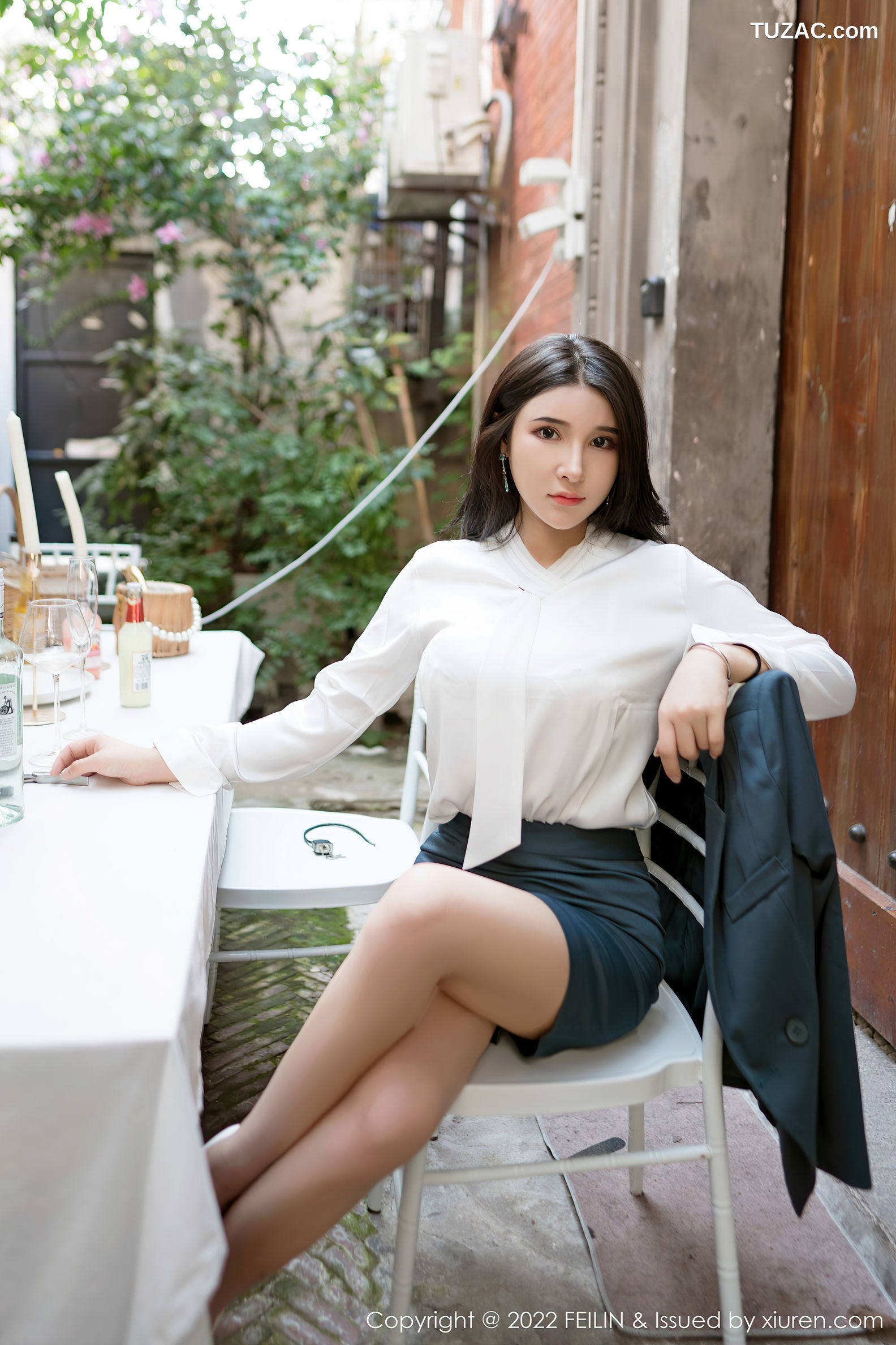 FeiLin嗲囡囡-448-姝姝不是妹妹-OL职业装白色蕾丝内衣-2022.06.15