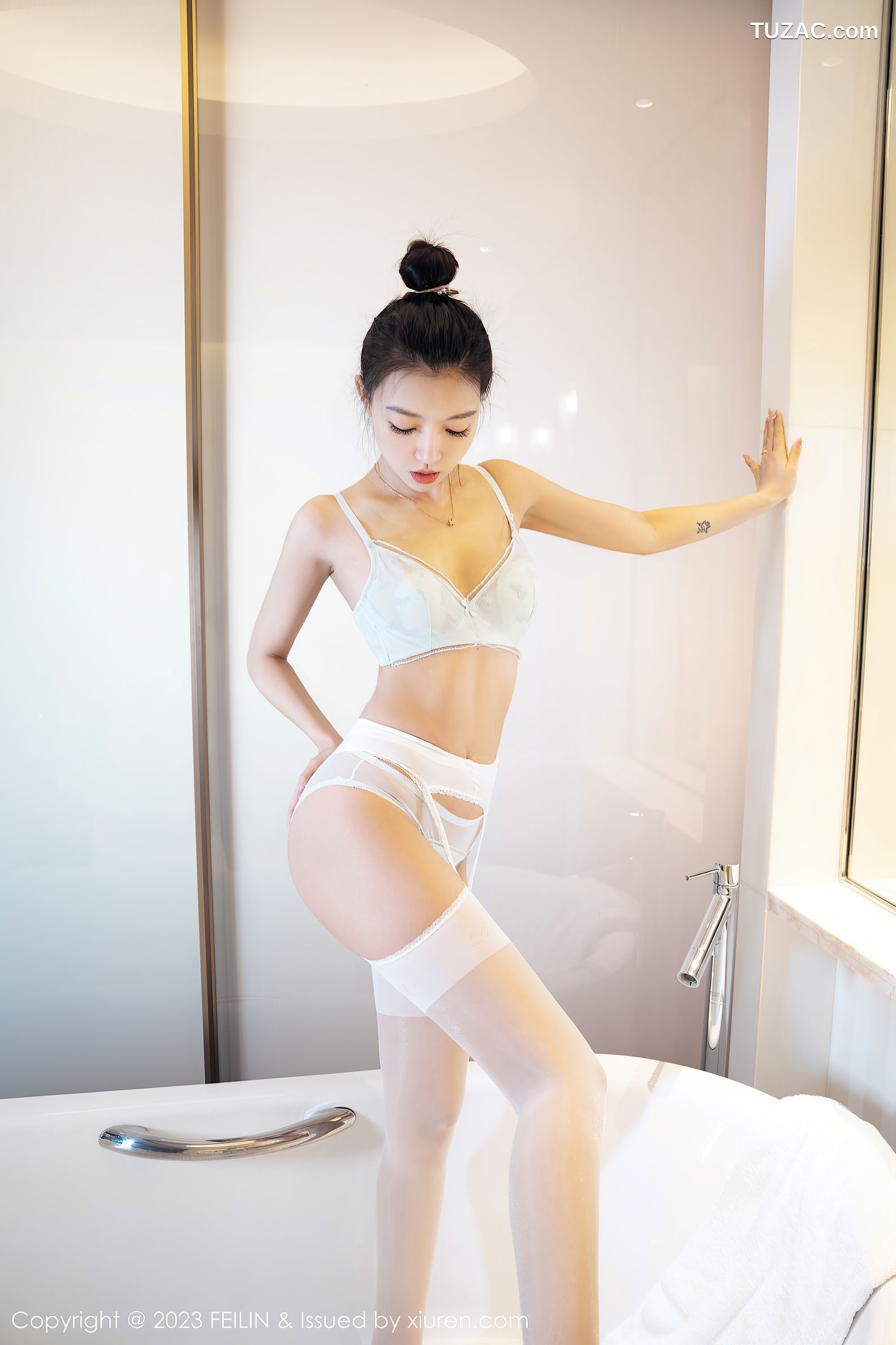 FeiLin嗲囡囡-470-冯木木LRIS-白色内衣白丝浴室-2023.09.21