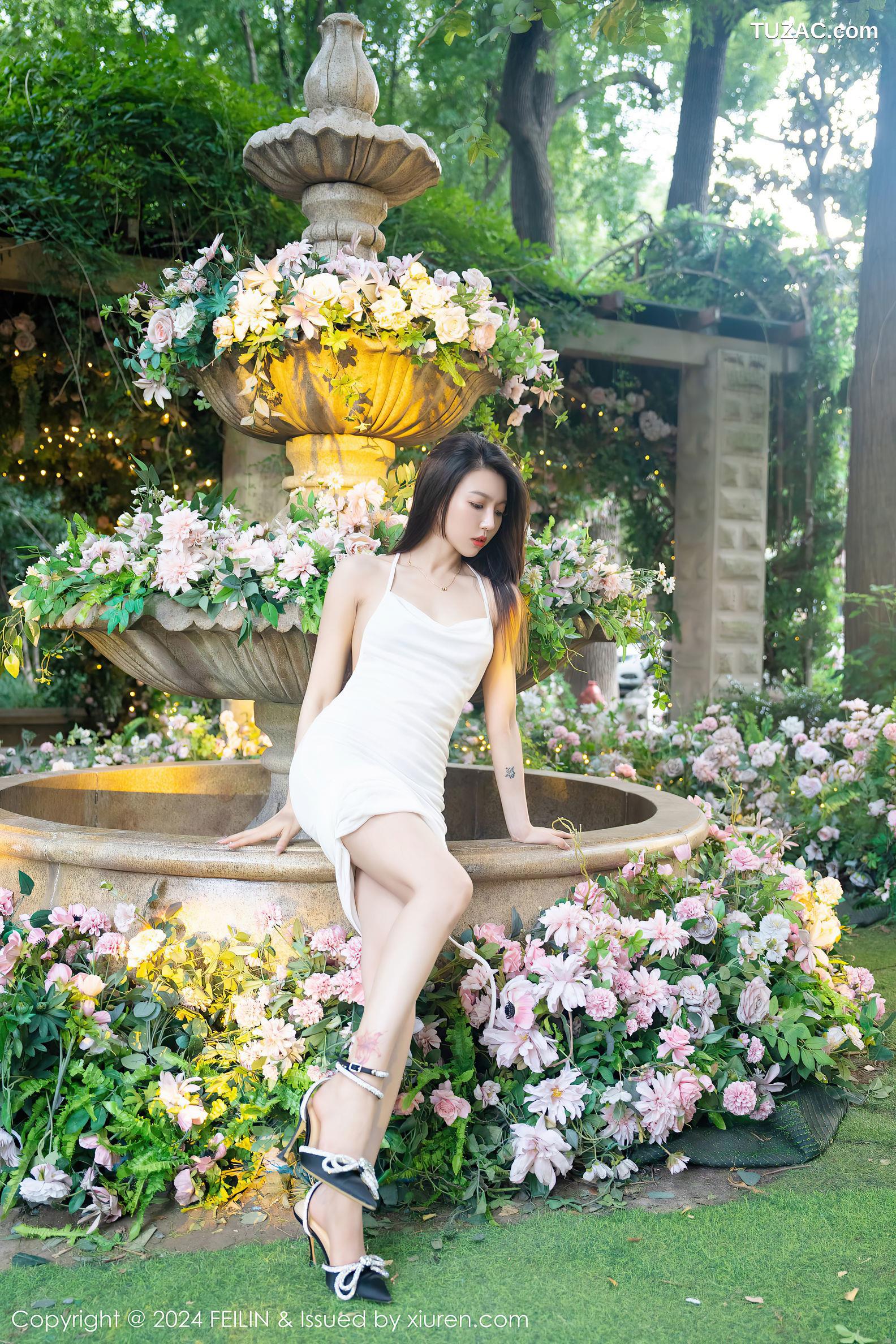 FeiLin嗲囡囡-472-冯木木LRIS-白色连衣长裙灰色内衣-2024.01.08