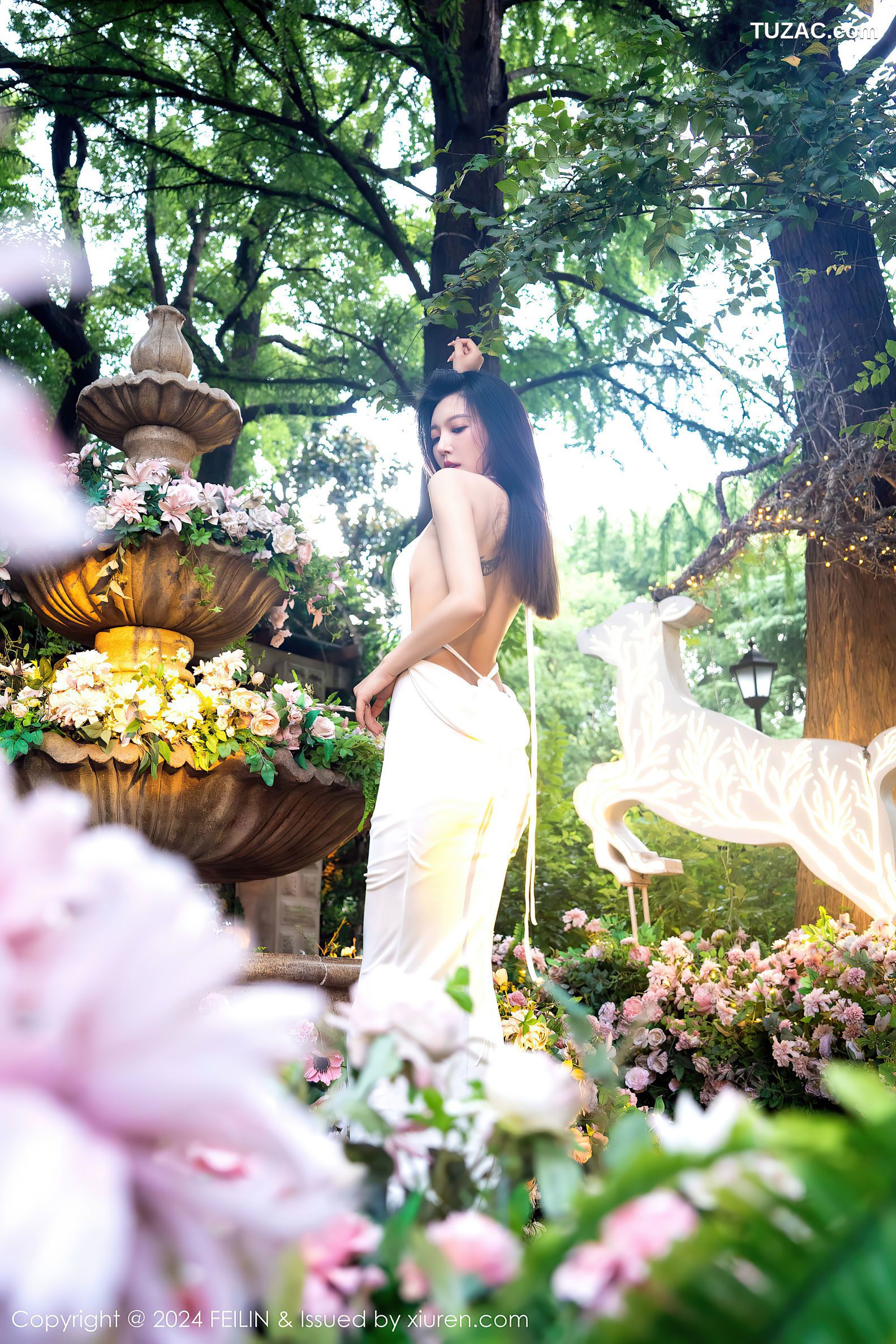 FeiLin嗲囡囡-472-冯木木LRIS-白色连衣长裙灰色内衣-2024.01.08