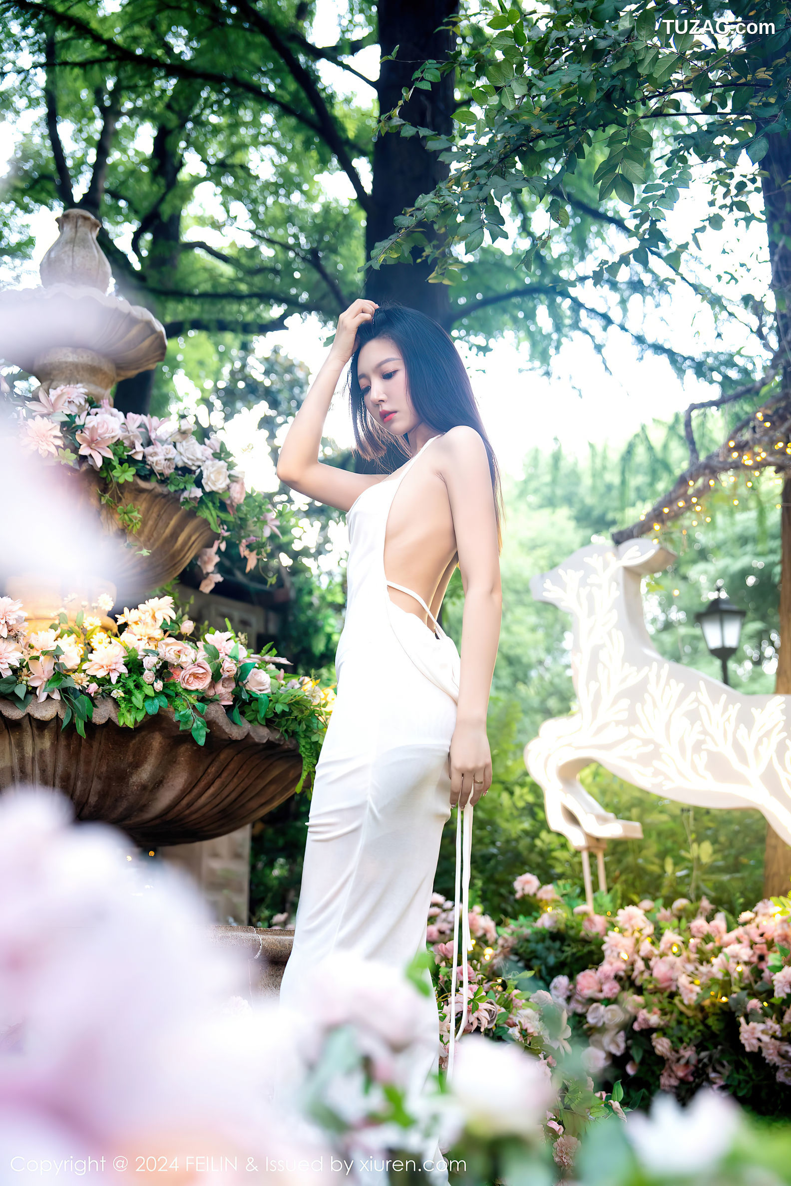 FeiLin嗲囡囡-472-冯木木LRIS-白色连衣长裙灰色内衣-2024.01.08