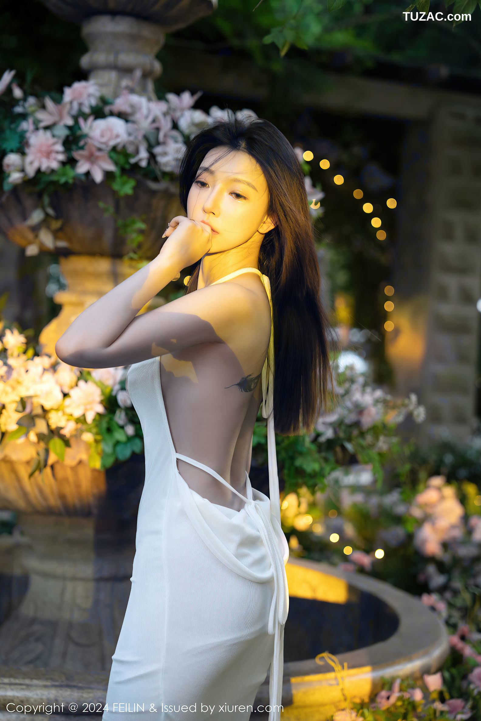 FeiLin嗲囡囡-472-冯木木LRIS-白色连衣长裙灰色内衣-2024.01.08