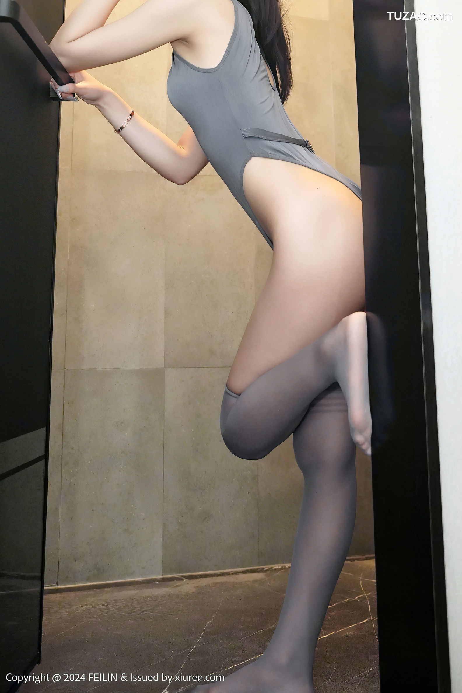 FeiLin嗲囡囡-474-江念鱼-灰色死库水灰丝浴室场景-2024.10.17