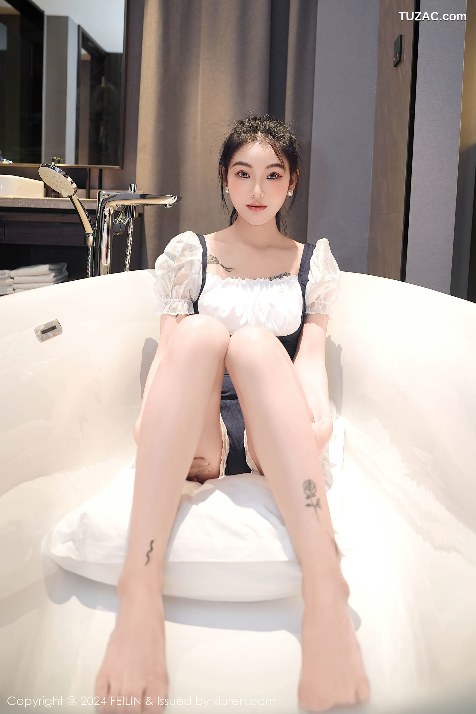 FeiLin嗲囡囡-491-希恬儿-黑白女仆装浴室爆乳-2024.12.02