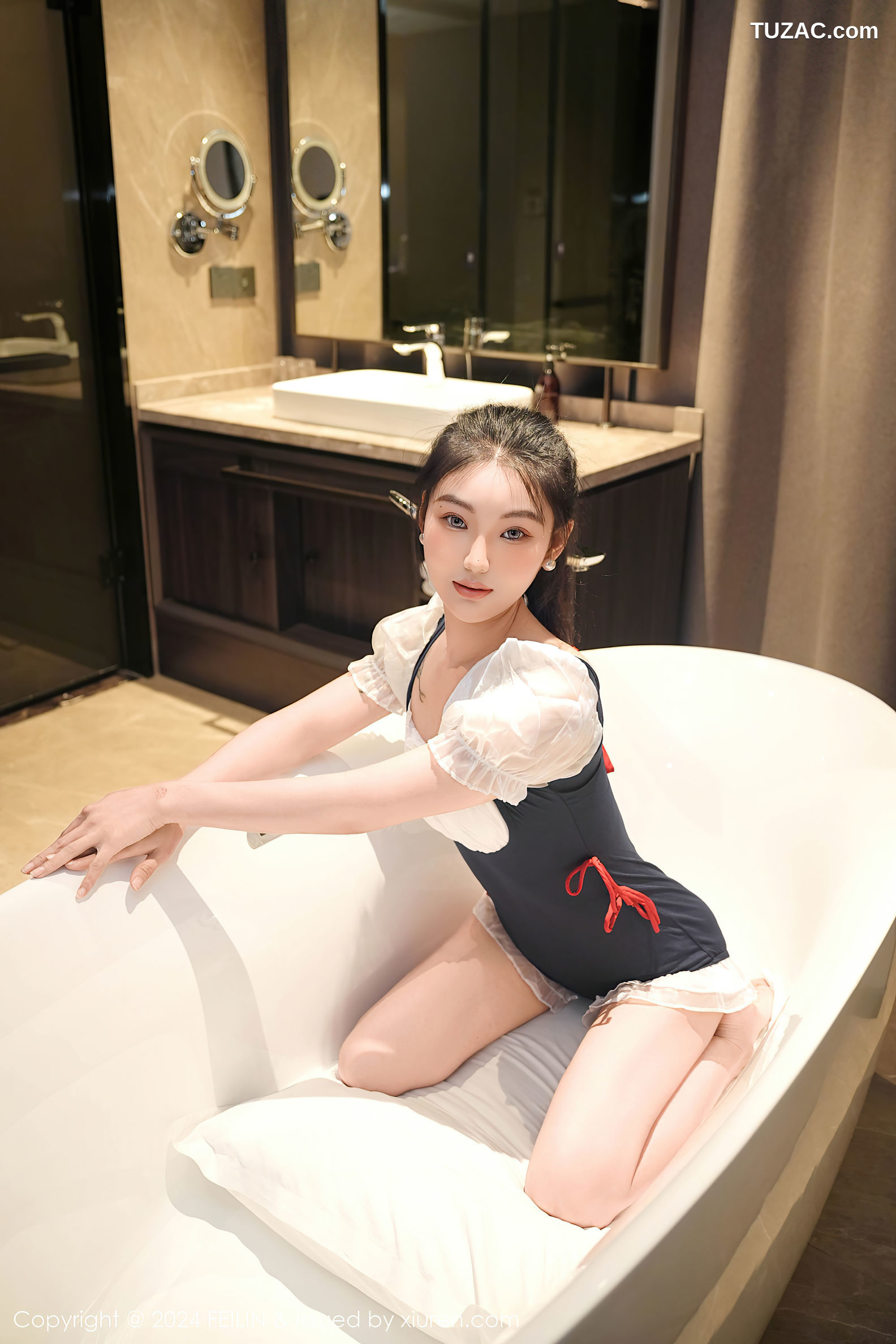 FeiLin嗲囡囡-491-希恬儿-黑白女仆装浴室爆乳-2024.12.02