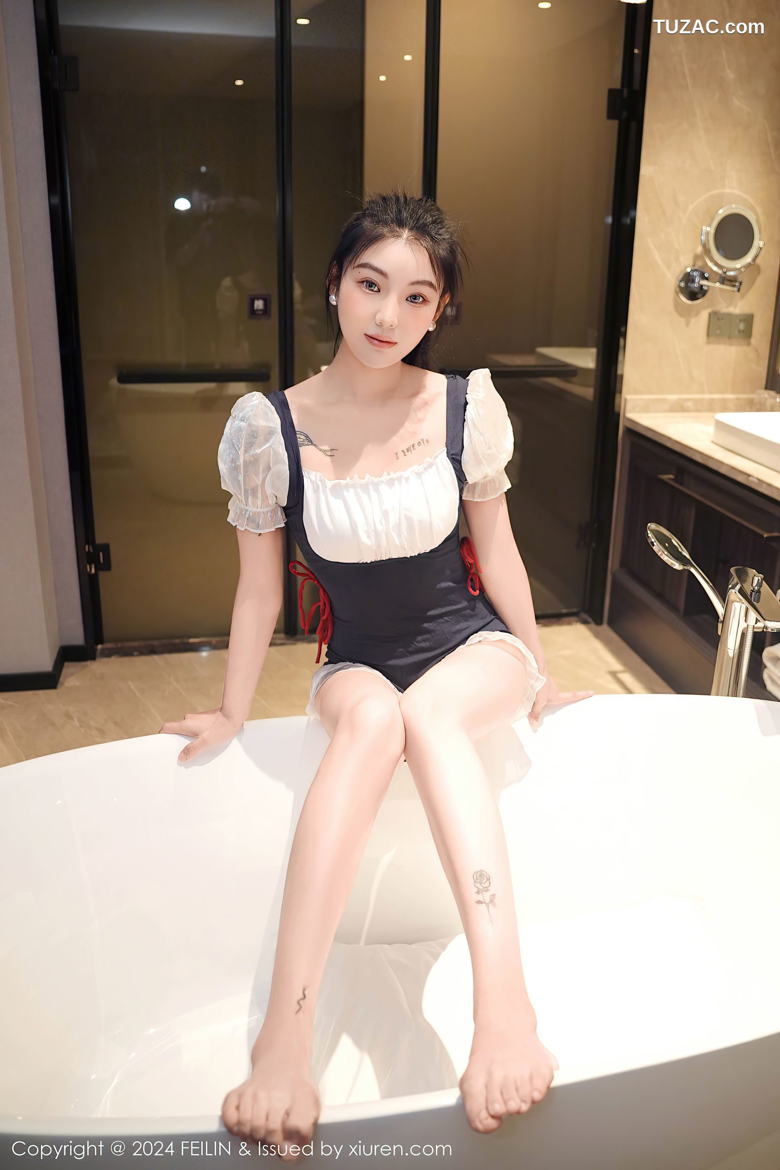 FeiLin嗲囡囡-491-希恬儿-黑白女仆装浴室爆乳-2024.12.02