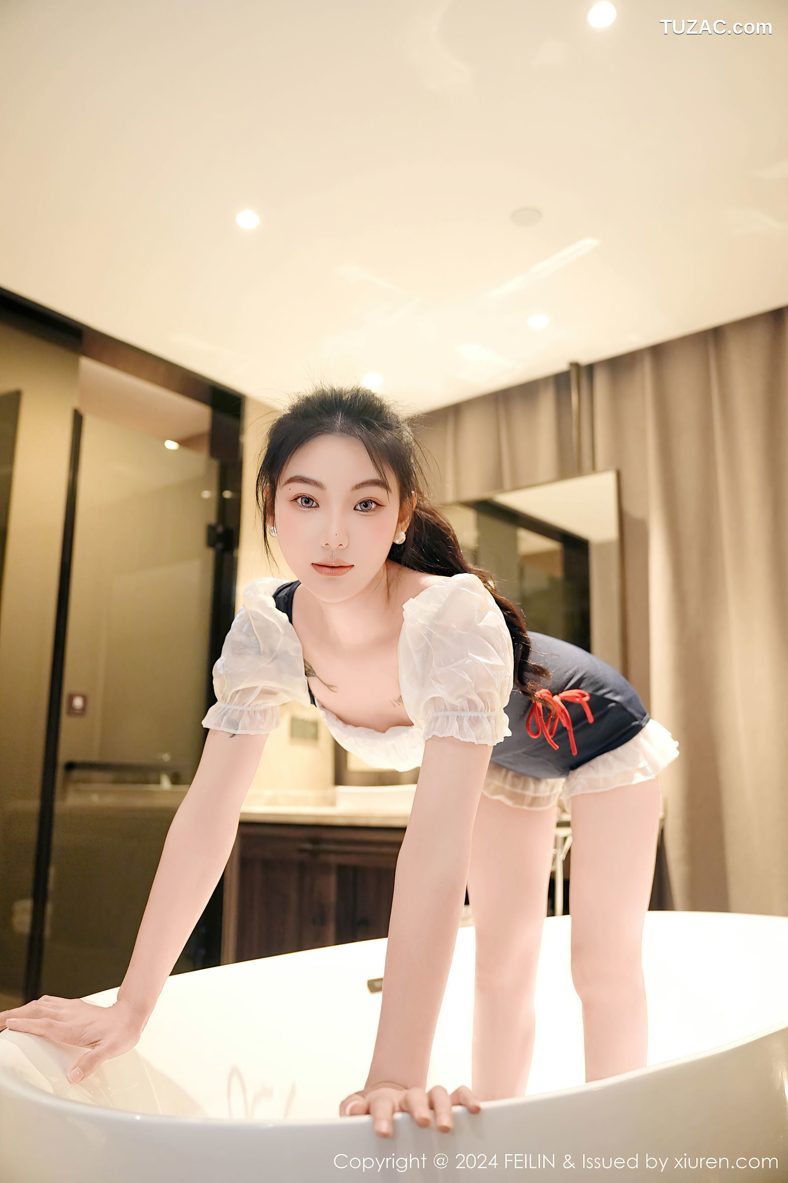 FeiLin嗲囡囡-491-希恬儿-黑白女仆装浴室爆乳-2024.12.02