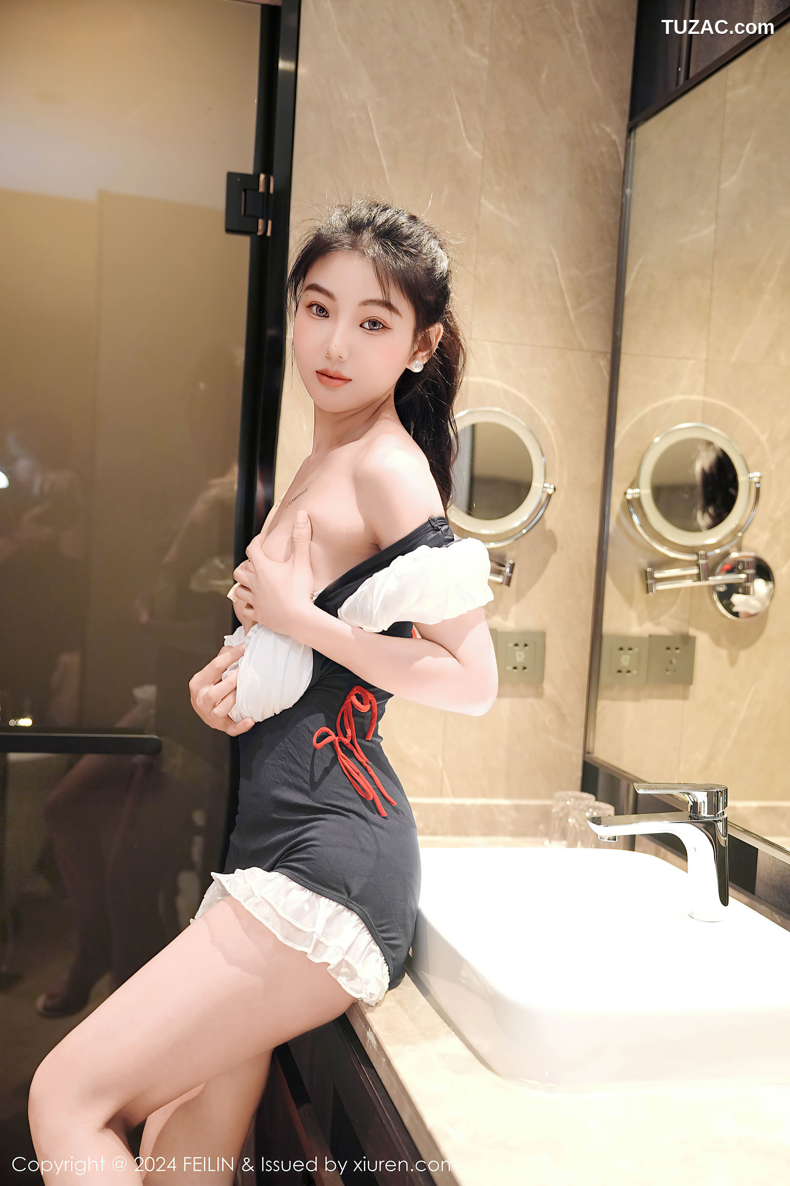 FeiLin嗲囡囡-491-希恬儿-黑白女仆装浴室爆乳-2024.12.02