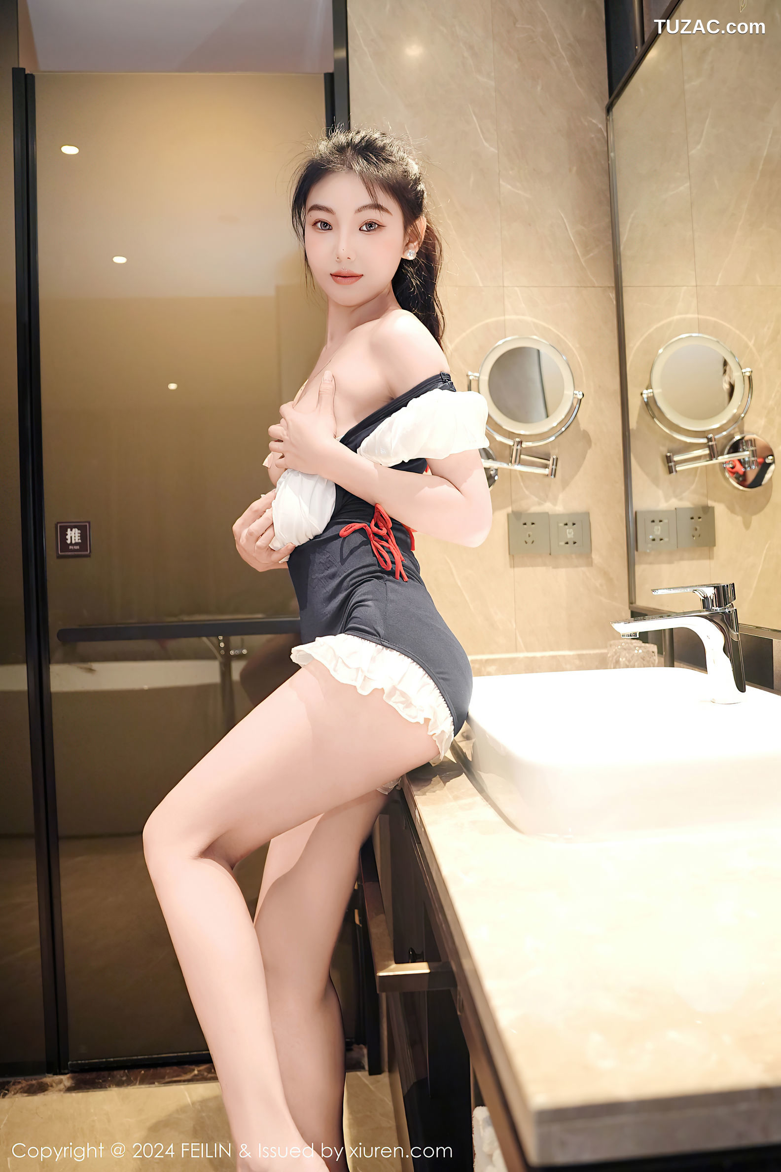 FeiLin嗲囡囡-491-希恬儿-黑白女仆装浴室爆乳-2024.12.02