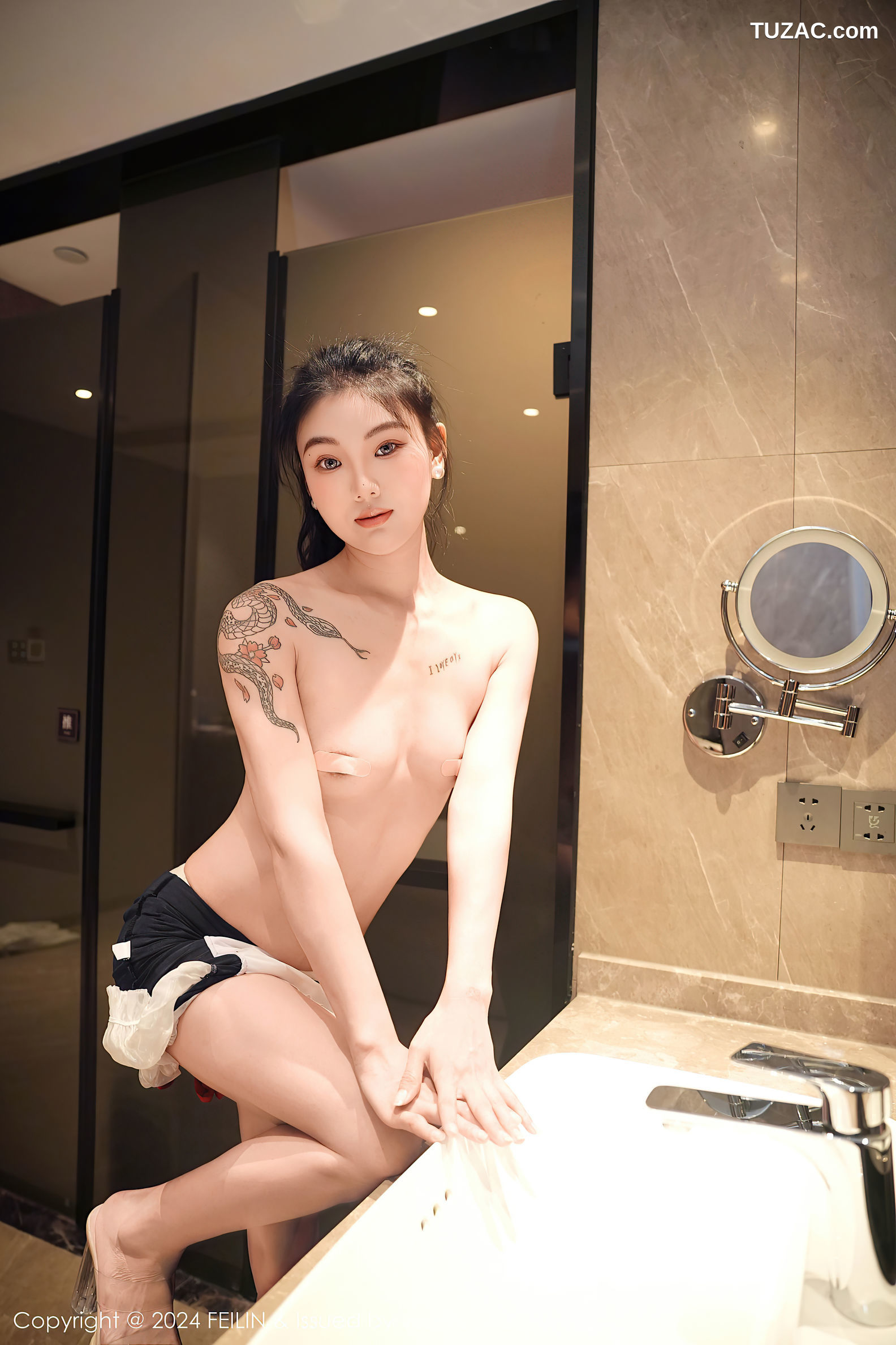 FeiLin嗲囡囡-491-希恬儿-黑白女仆装浴室爆乳-2024.12.02