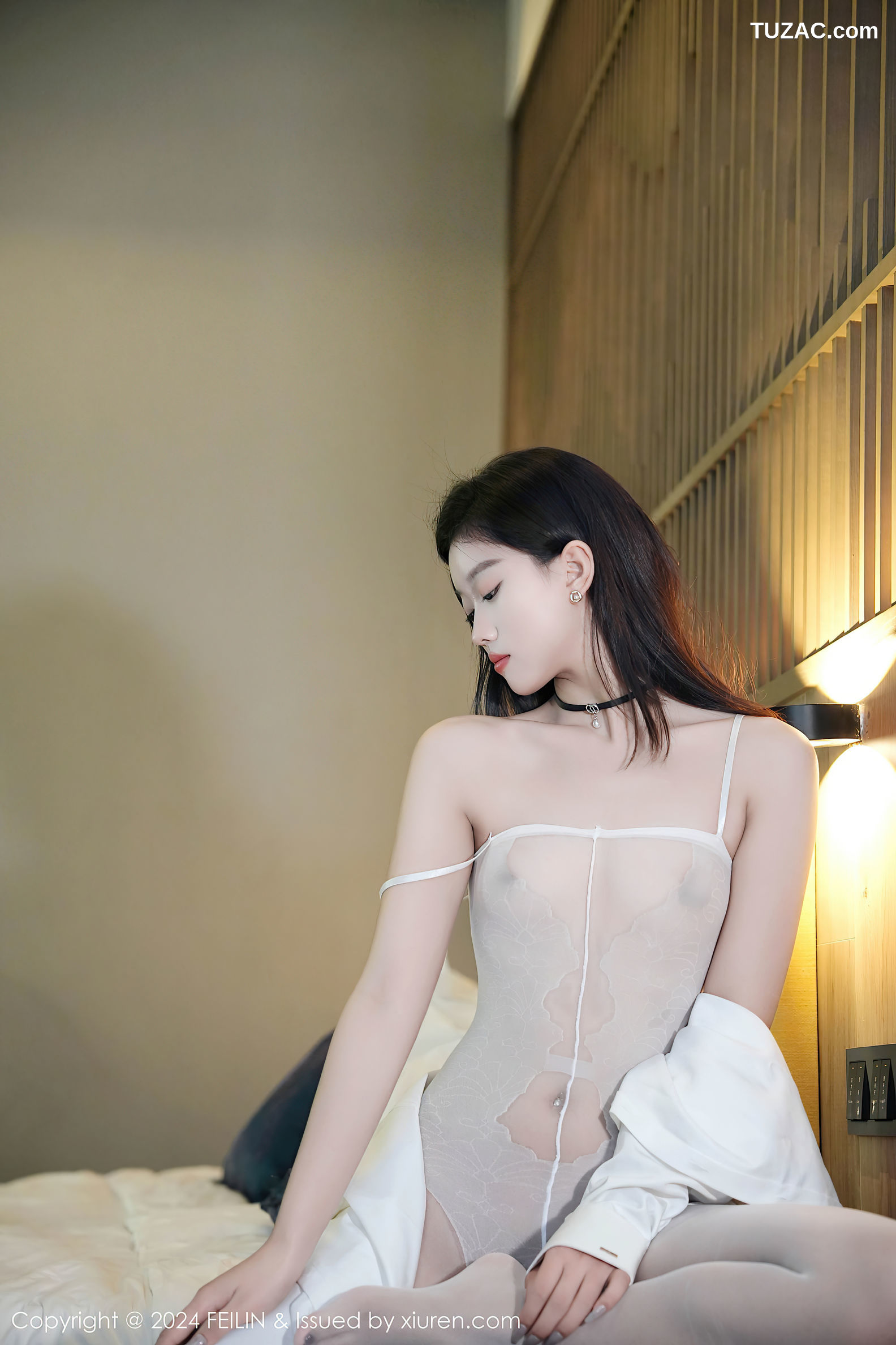 FeiLin嗲囡囡-493-江念鱼-白色轻透连体衣-2024.12.12