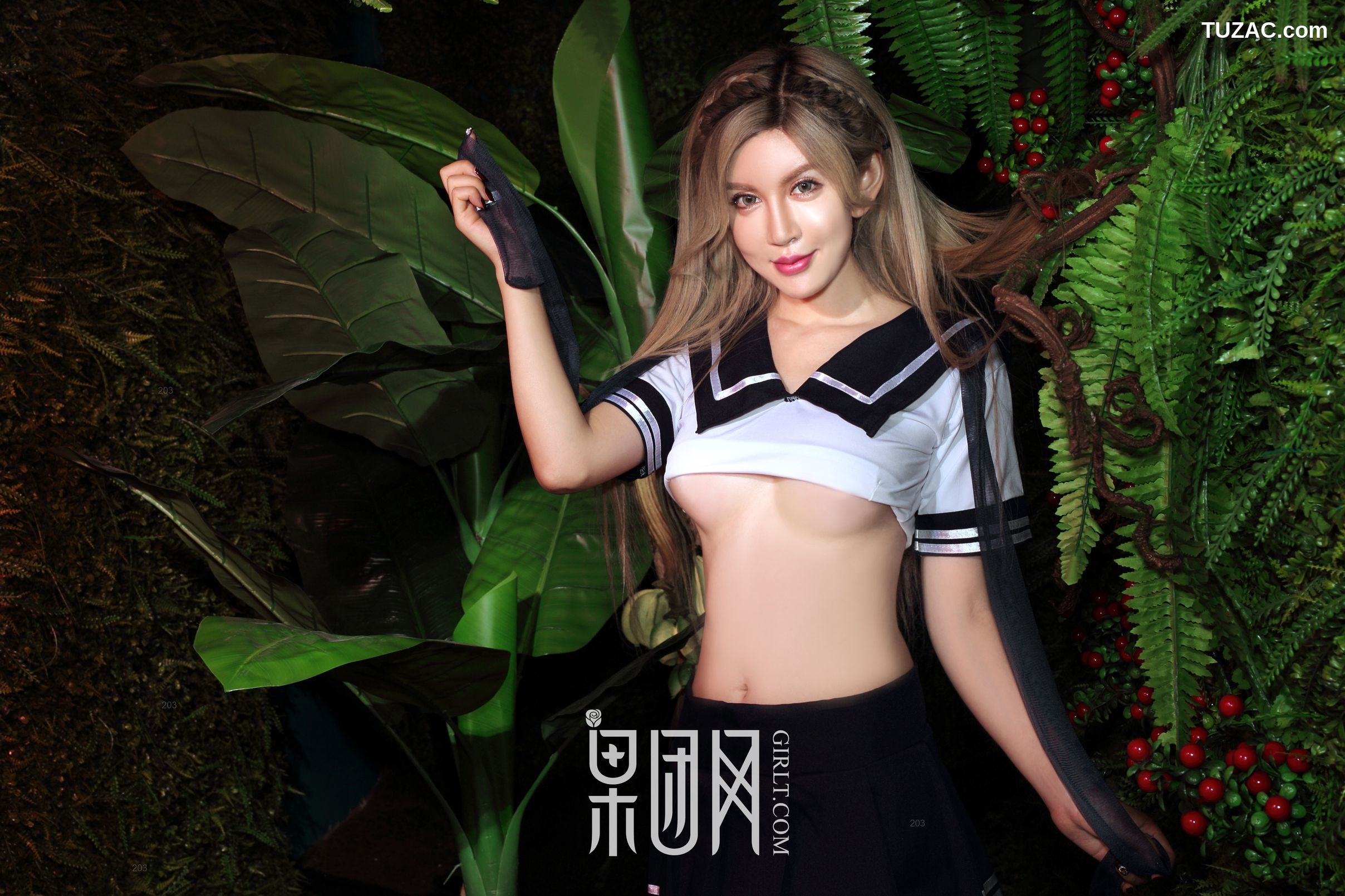 GIRLT果团网-001-张琳熙-发碧眼混血-校服护士欲遮还休