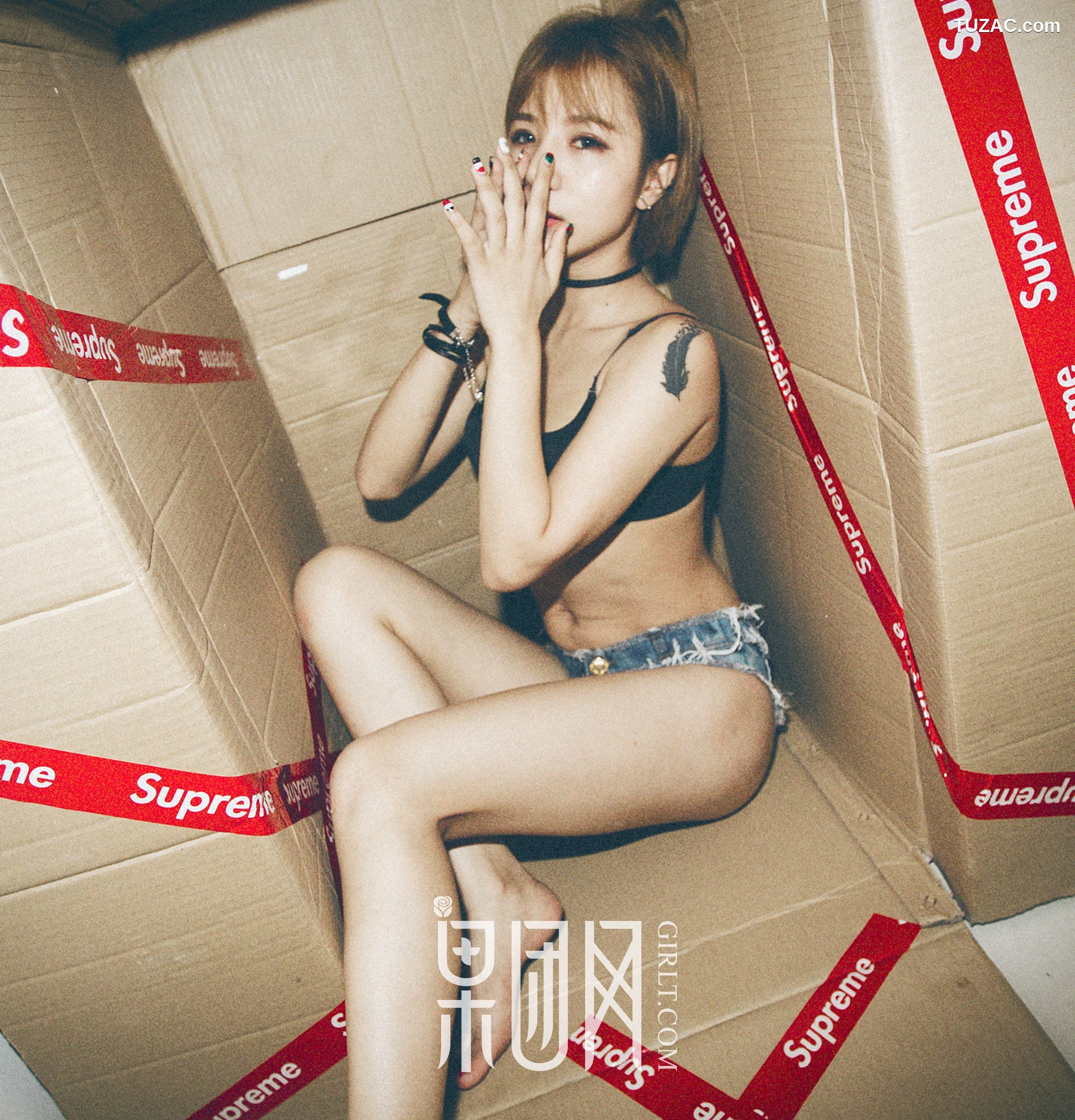 GIRLT果团网-073-木子夕夕夕-牛仔的帅气-蕾丝的诱惑