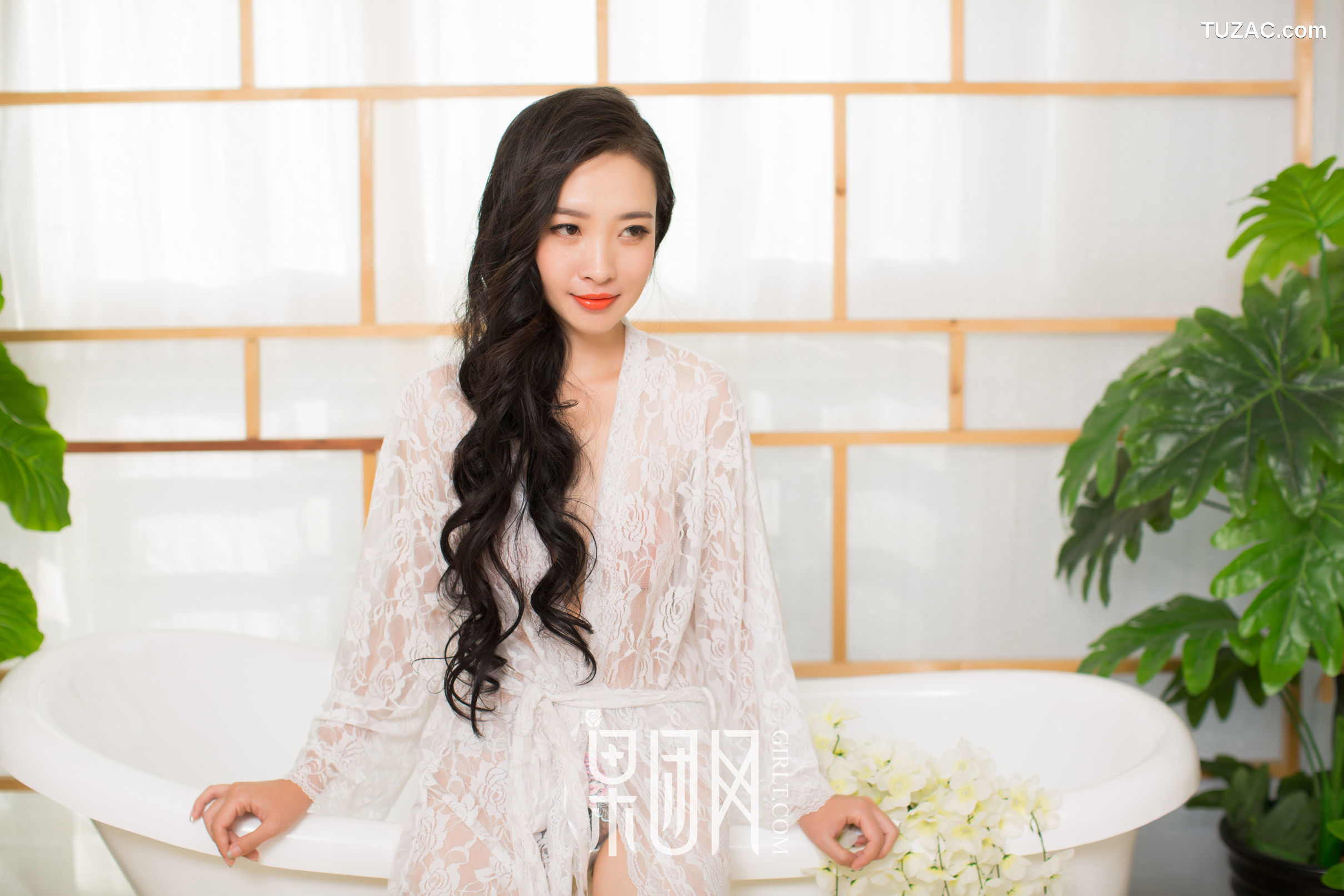 GIRLT果团网-085-白色蕾丝-黑色连体网袜