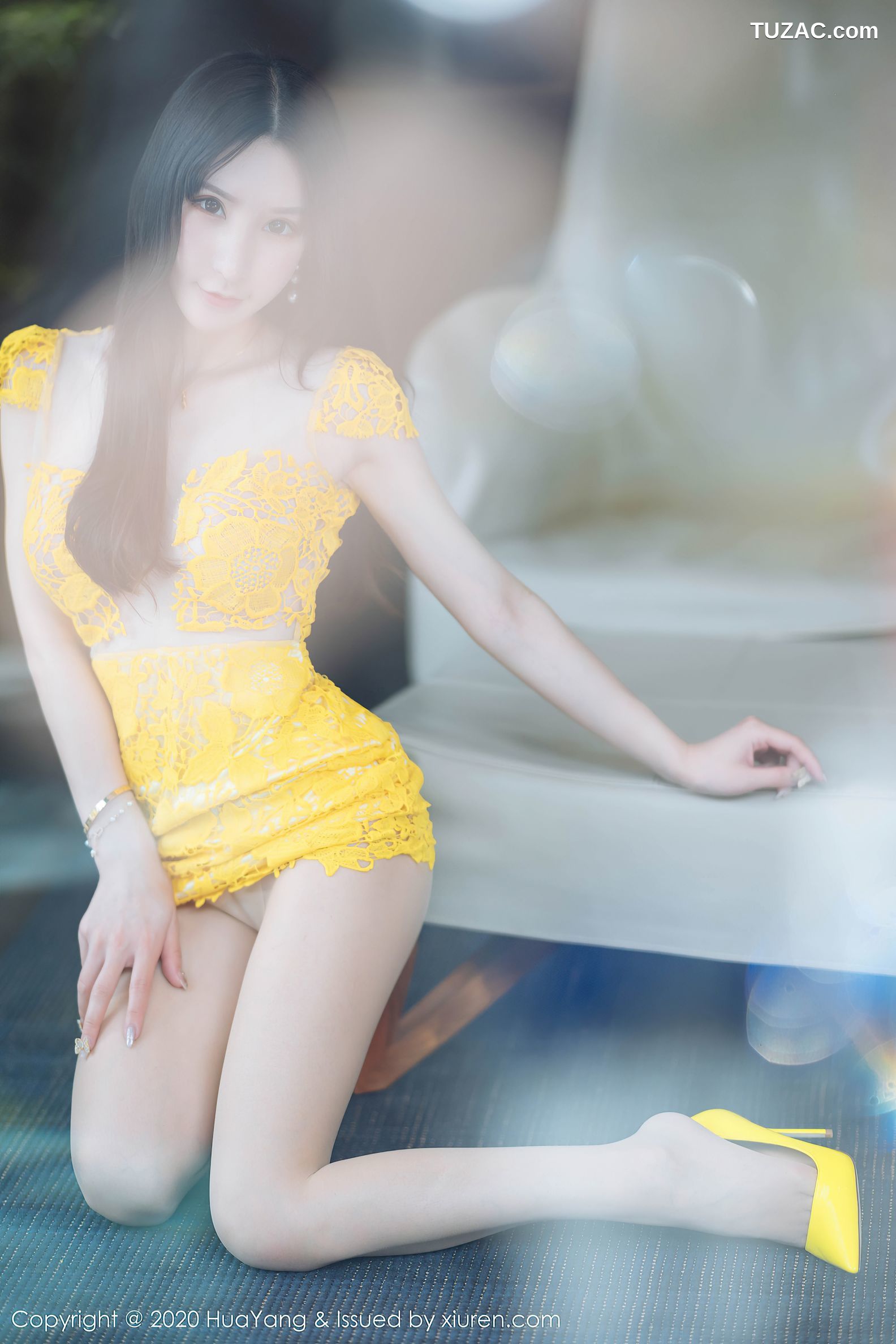 HuaYang花漾-253-周于希Sandy-精致的黄色镂空短裙