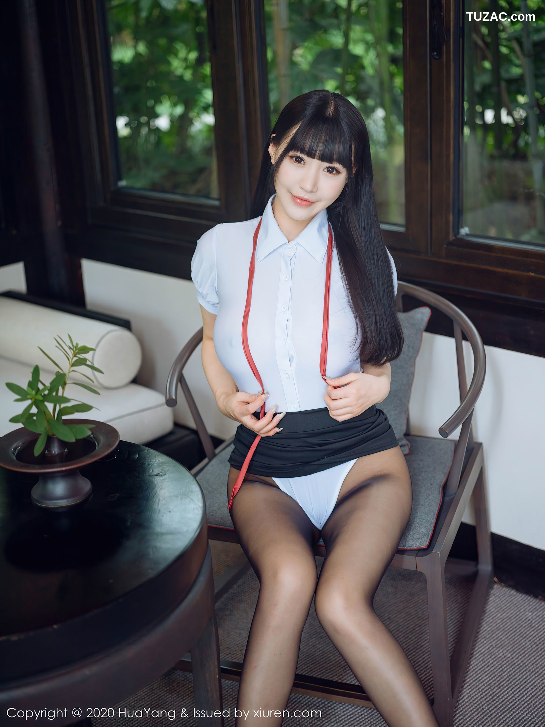 HuaYang花漾-318-朱可儿Flower-白衬衫黑短裙黑丝OL系列