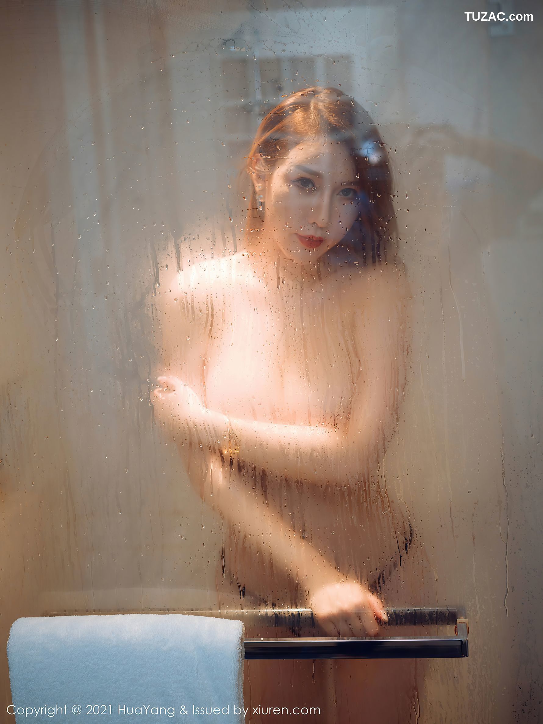 HuaYang花漾-350-尤妮丝-黑纱透视短裙黑丝浴室